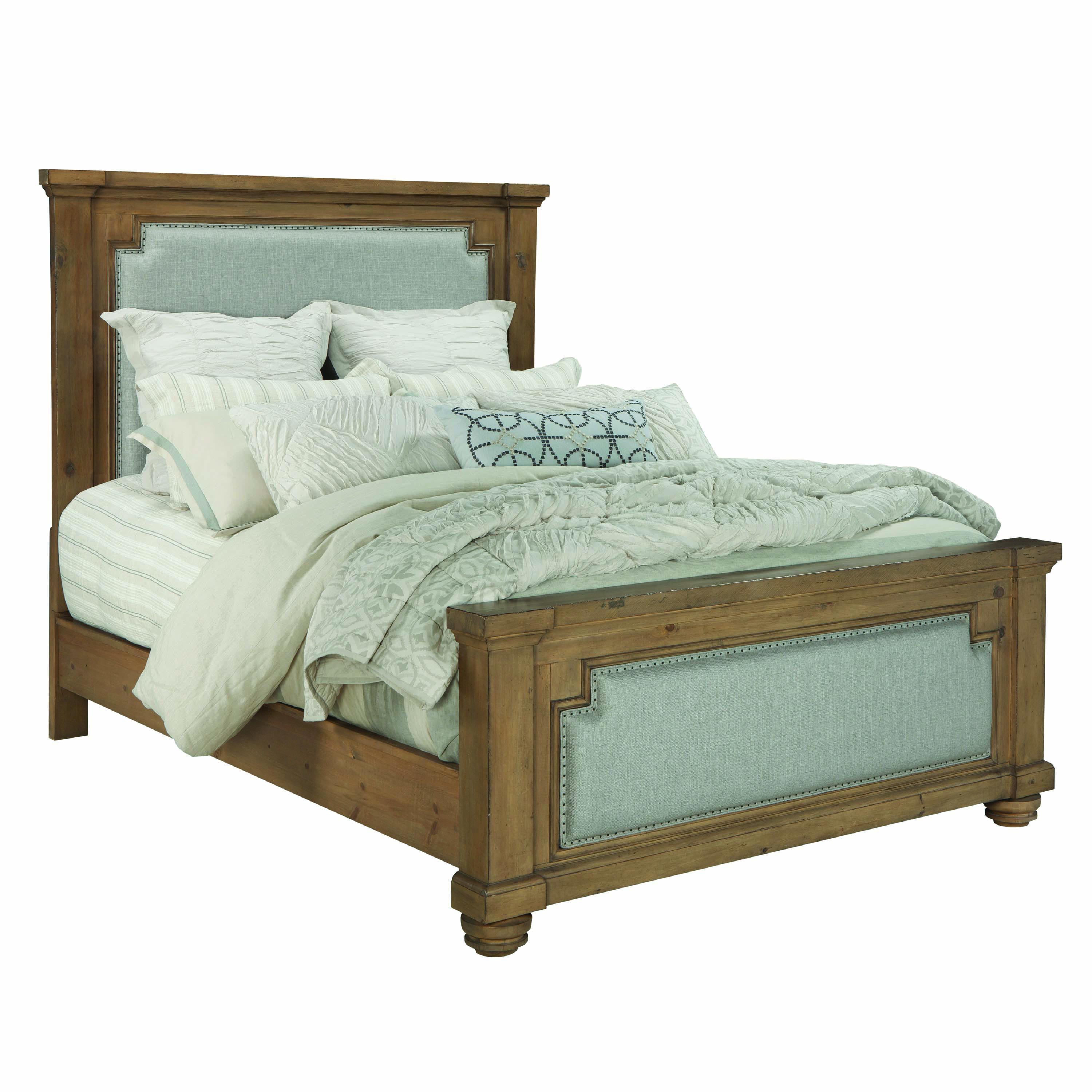 Transitional Panel Bed Florence 205171KE in Gray Fabric