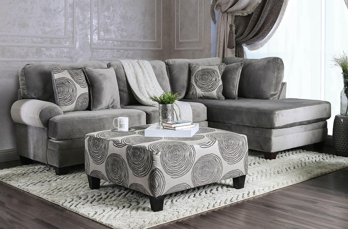 Transitional Sectional Sofa BONAVENTURA SM5143GY SM5143GY in Gray Microfiber