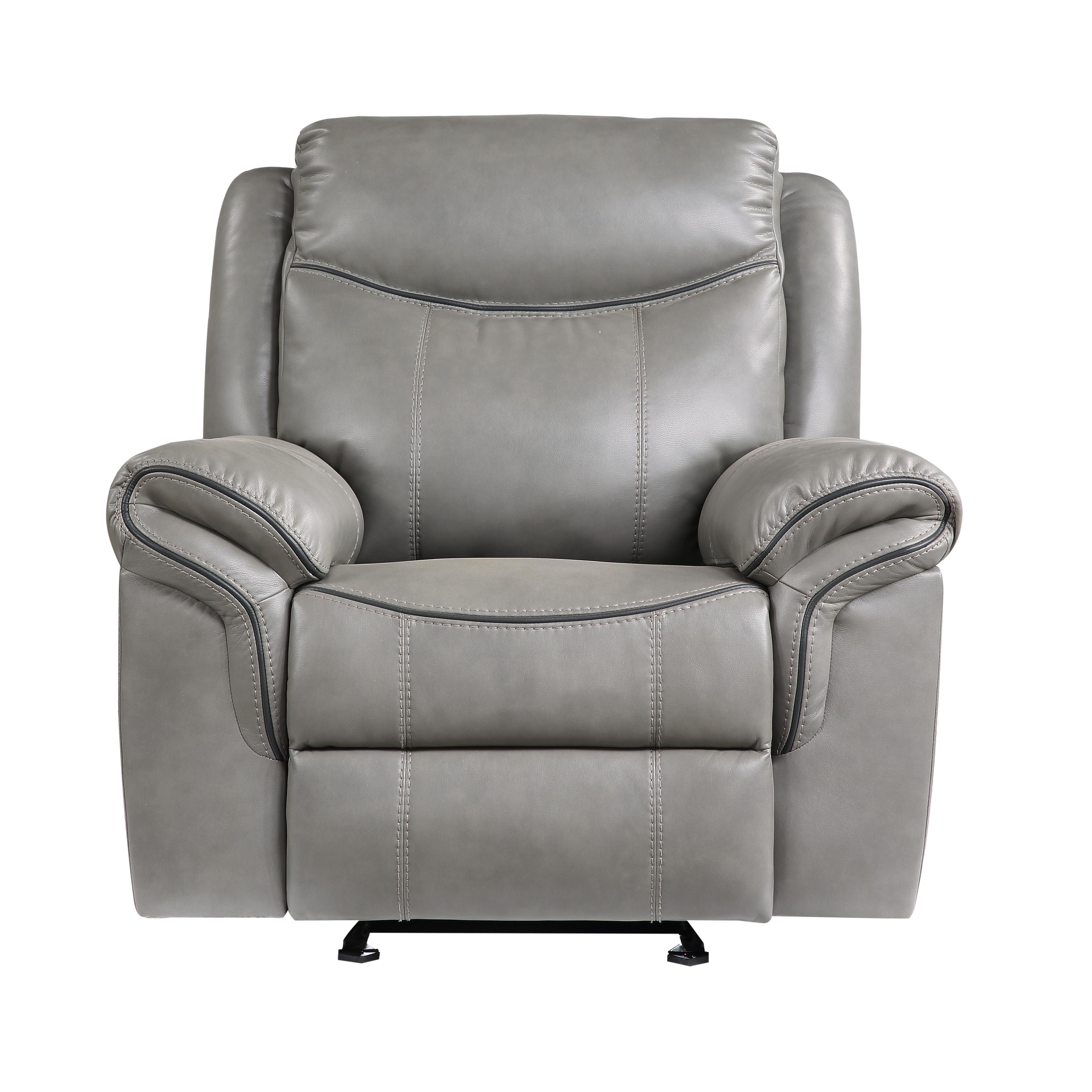 Transitional Reclining Chair 8206GRY-1 Aram 8206GRY-1 in Gray Faux Leather