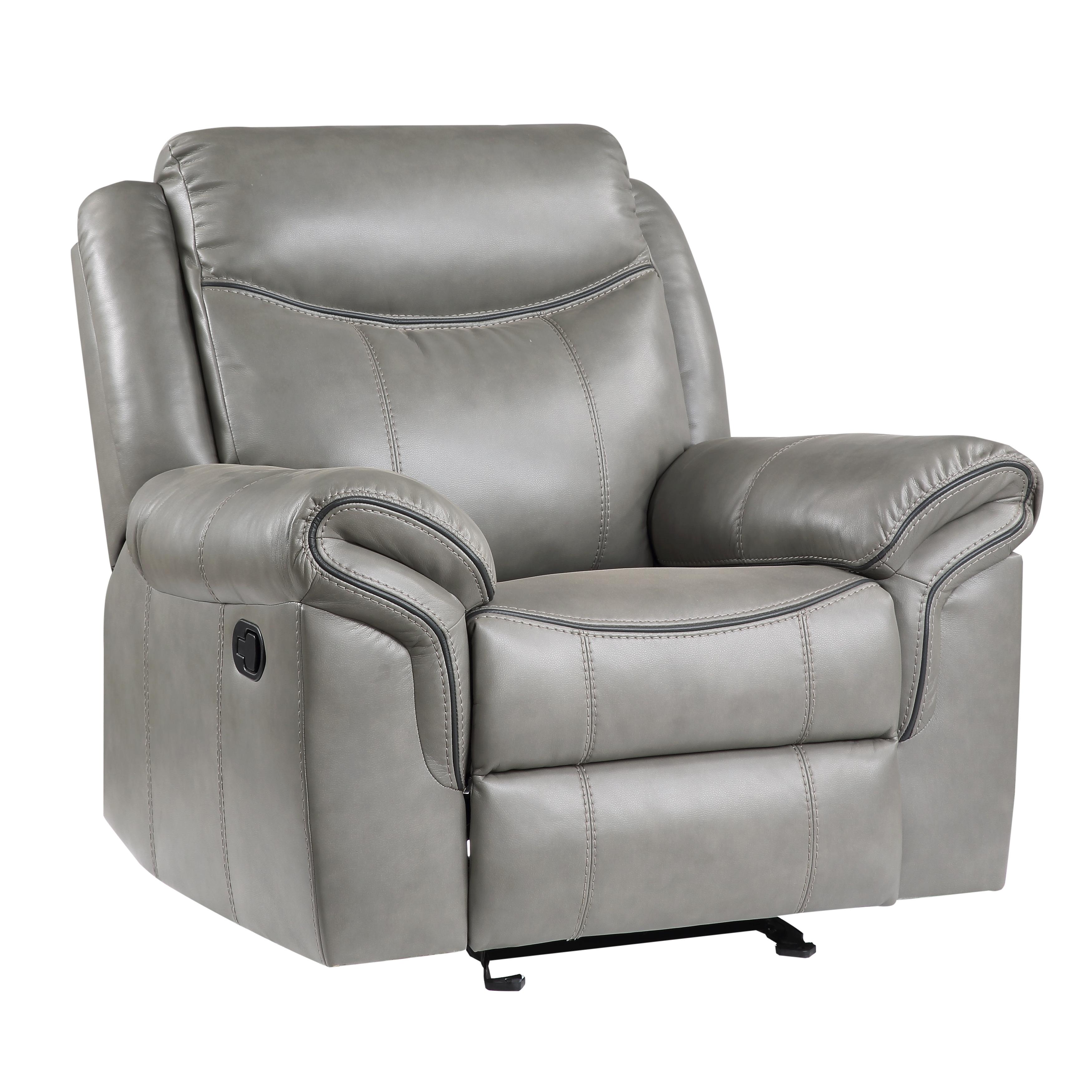 

    
Transitional Gray Faux Leather Reclining Chair Homelegance 8206GRY-1 Aram
