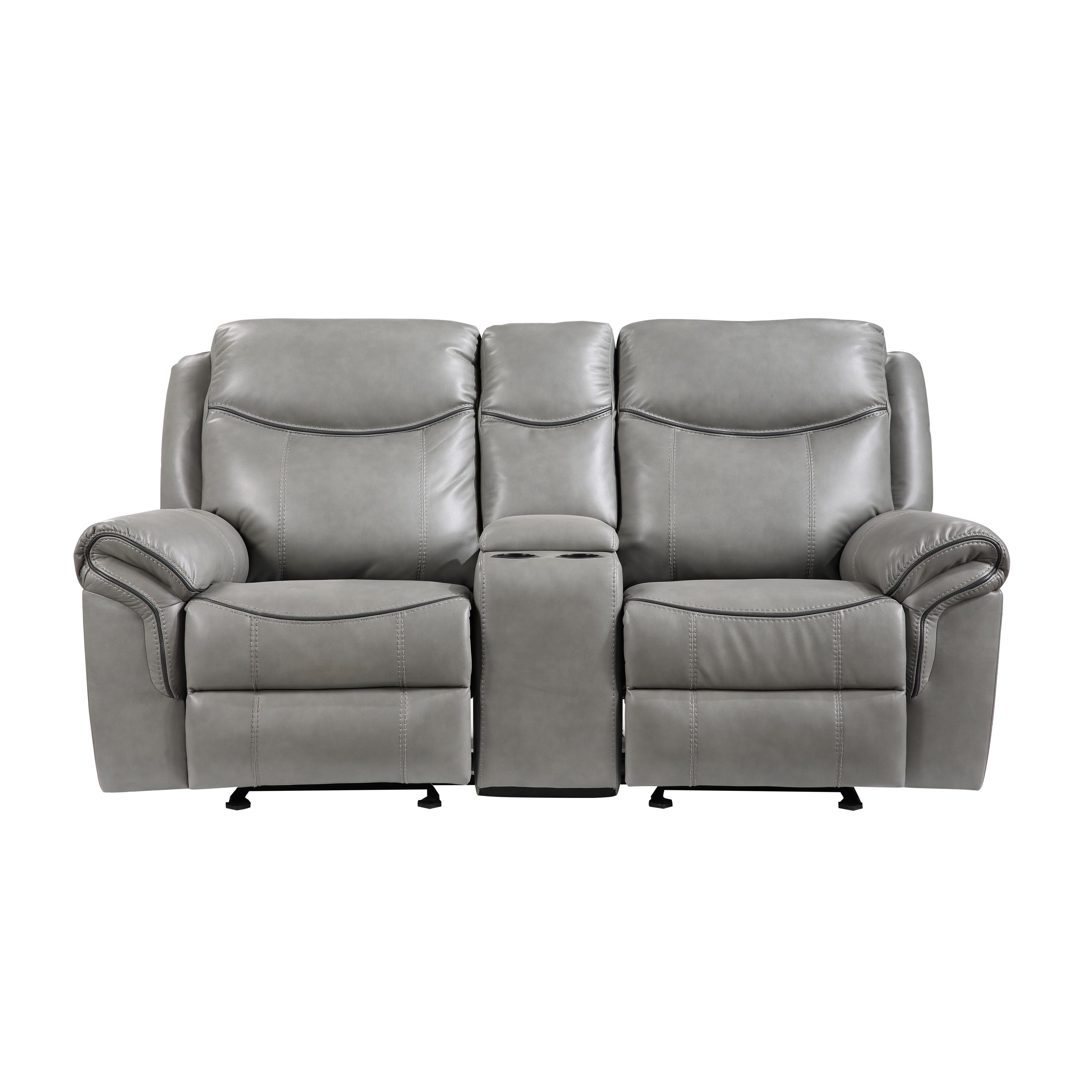 Transitional Reclining Loveseat 8206GRY-2 Aram 8206GRY-2 in Gray Faux Leather