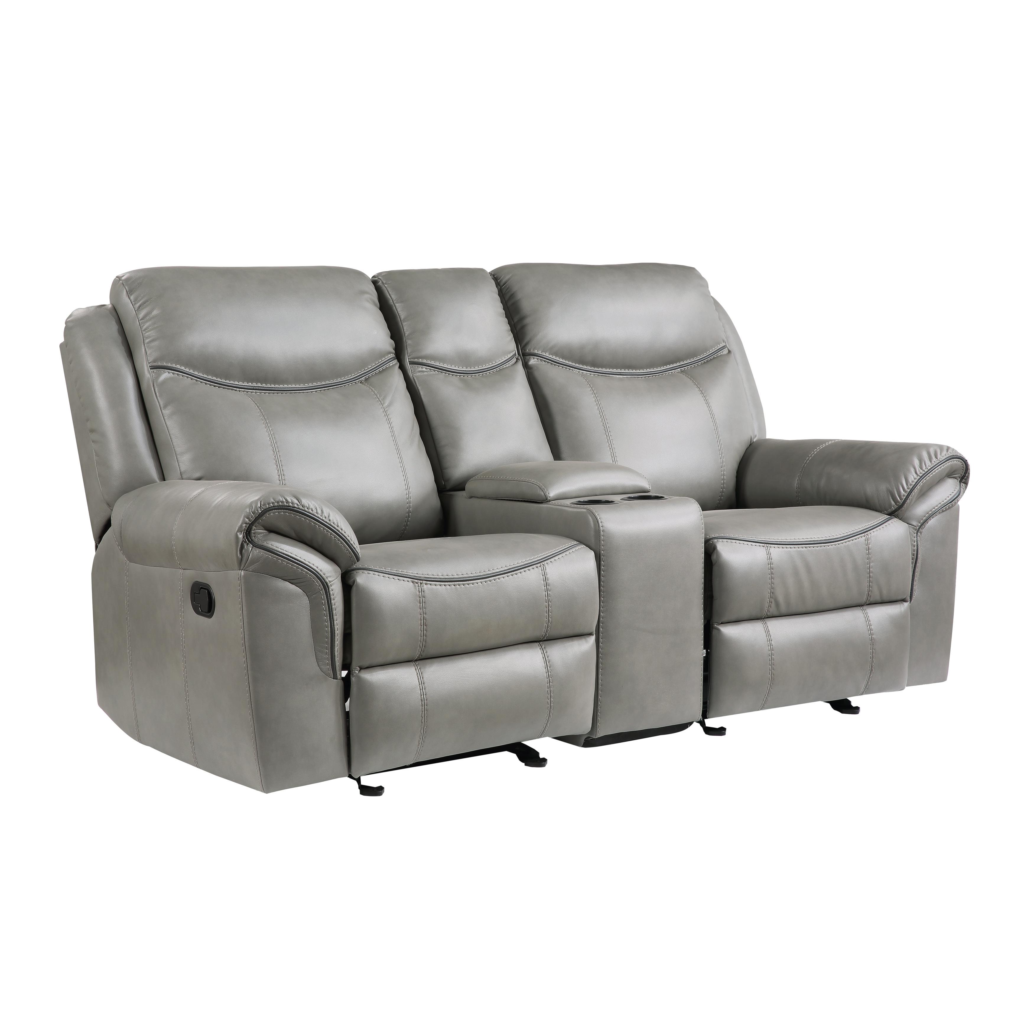 

    
 Order  Transitional Gray Faux Leather Reclining Set 2pcs Homelegance 8206GRY Aram
