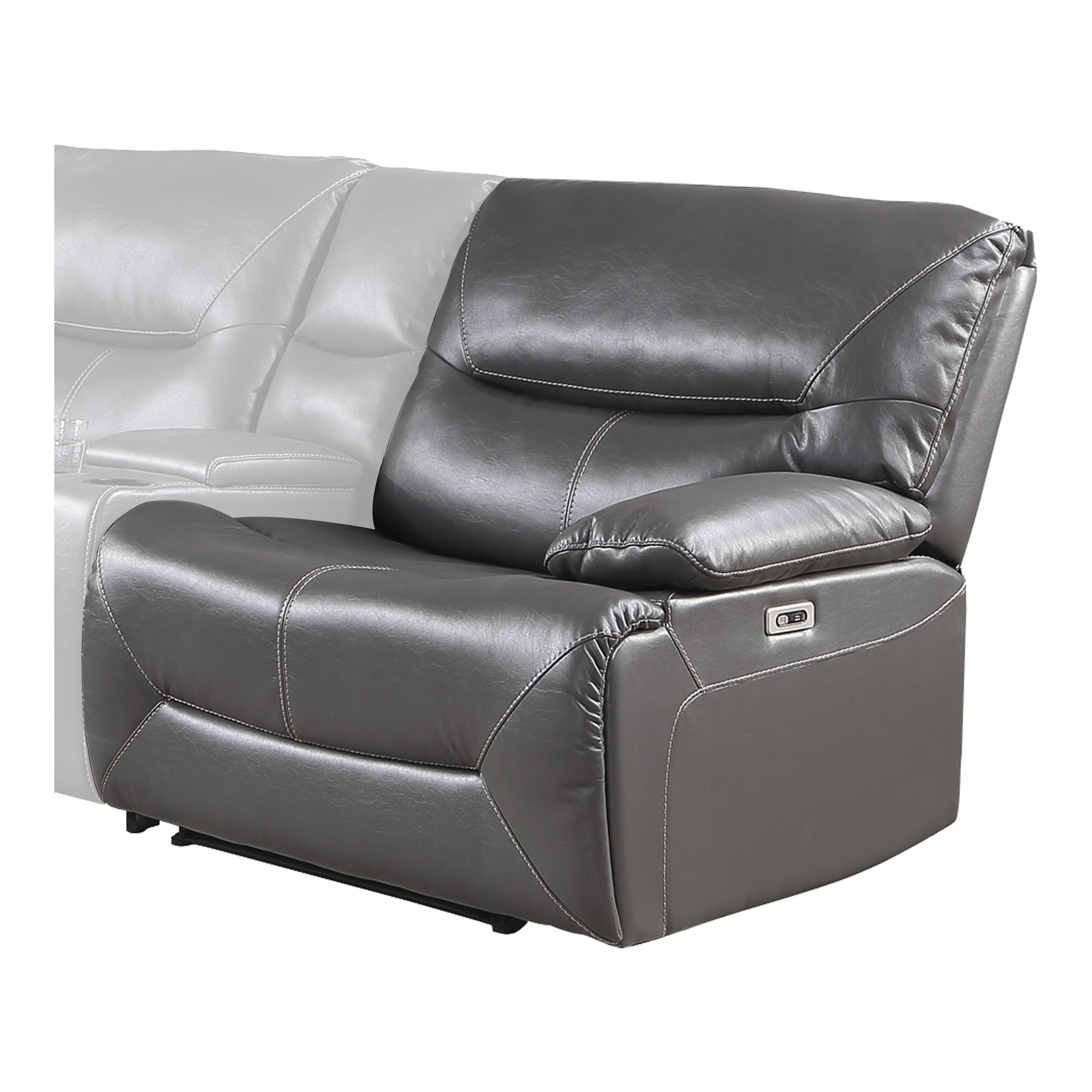 Transitional Power Reclining Chair 9579GRY-RRPW Dyersburg 9579GRY-RRPW in Gray Faux Leather