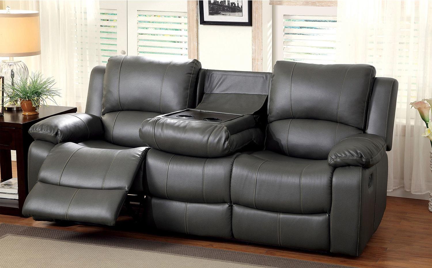 

    
Transitional Gray Bonded Leather Motion Sofa Furniture of America CM6326-SF Sarles

