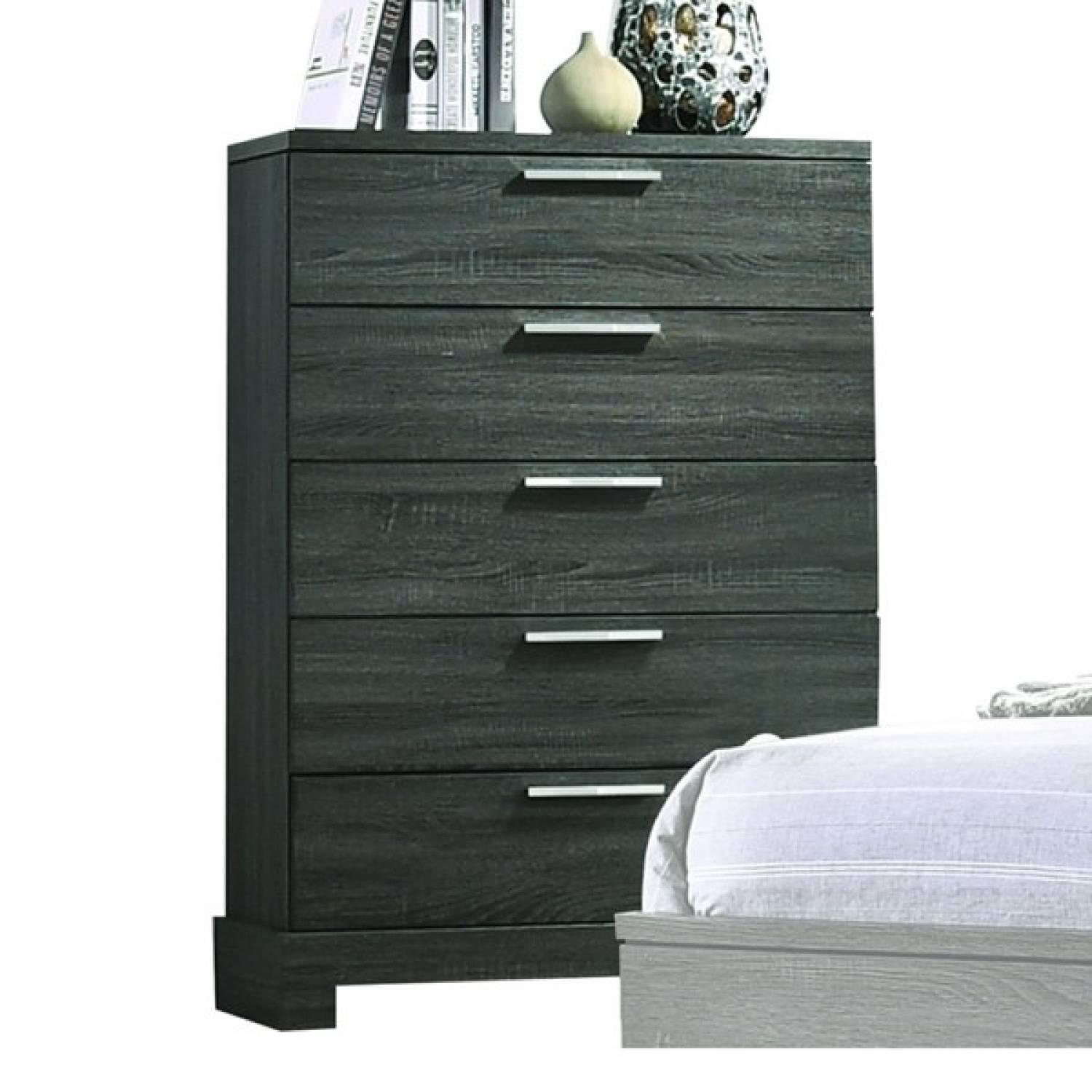 

    
 Order  Transitional Gray Finish Bookcase Storage Headboard Queen Bedroom Set 5Pcs Lantha-22030Q Acme
