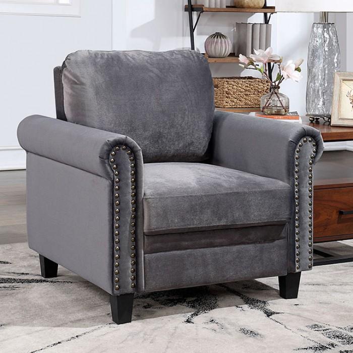 

    
Transitional Gray Flannelette Arm Chair Furniture of America CM6450-CH Noranda
