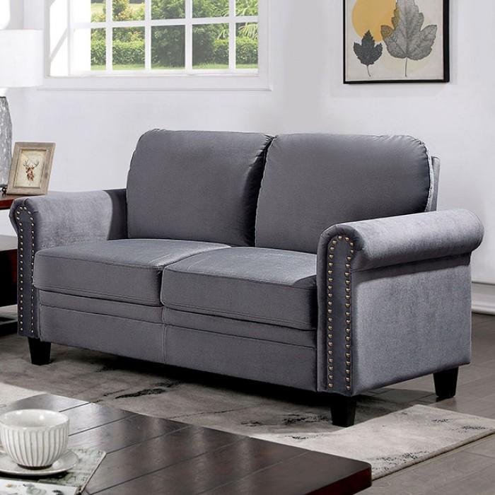 

    
Furniture of America CM6450-SF-3PC Noranda Sofa Loveseat and Chair Set Gray CM6450-SF-3PC
