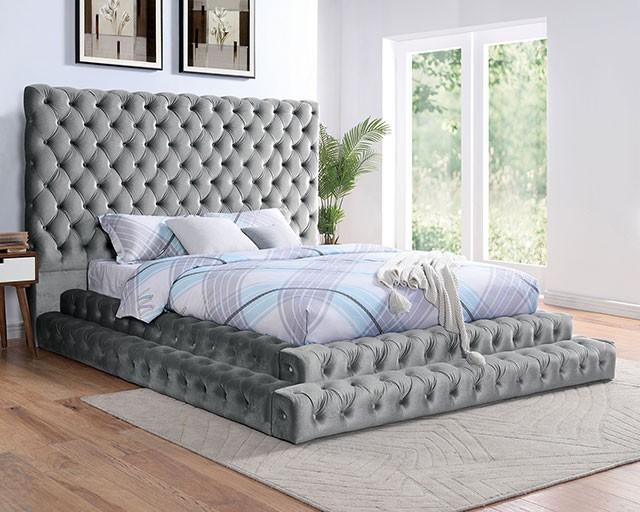 

    
Transitional Gray Flannelette Queen Bed Furniture of America CM7227GY Stefania
