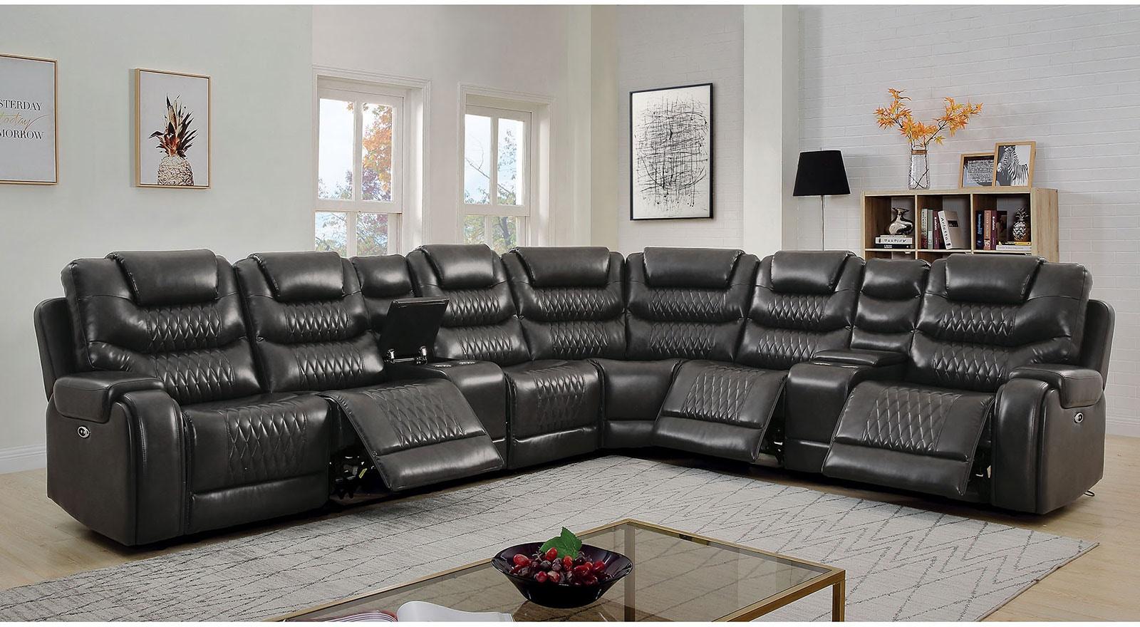 

    
Transitional Gray Leatherette Armless Power Recliner Furniture of America CM6895GY-AC-R Mariah
