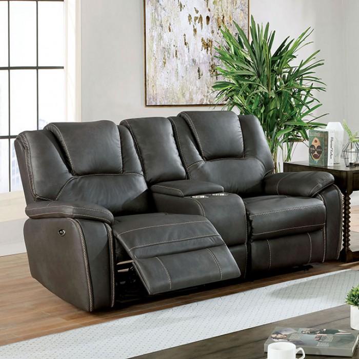 Transitional Recliner Loveseat CM6219GY-LV Ffion CM6219GY-LV in Gray Leatherette