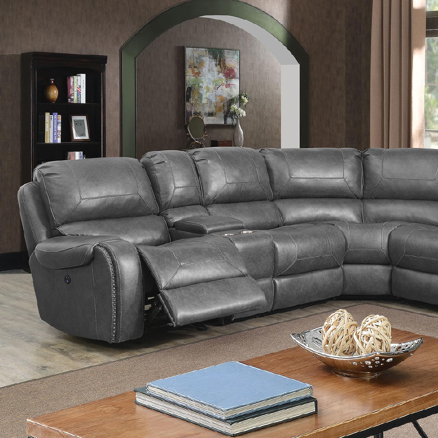 

    
Transitional Gray Leatherette Recliner Sectional Furniture of America CM6951GY-SECT Joanne
