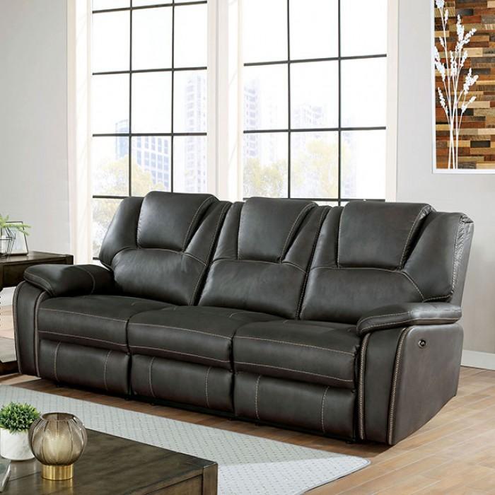 

    
Transitional Gray Leatherette Recliner Sofa Furniture of America CM6219GY-SF Ffion
