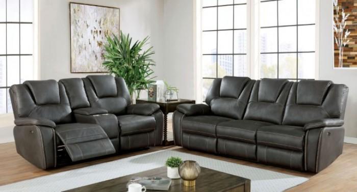 

    
Transitional Gray Leatherette Recliner Sofa Set 2pcs Furniture of America Ffion
