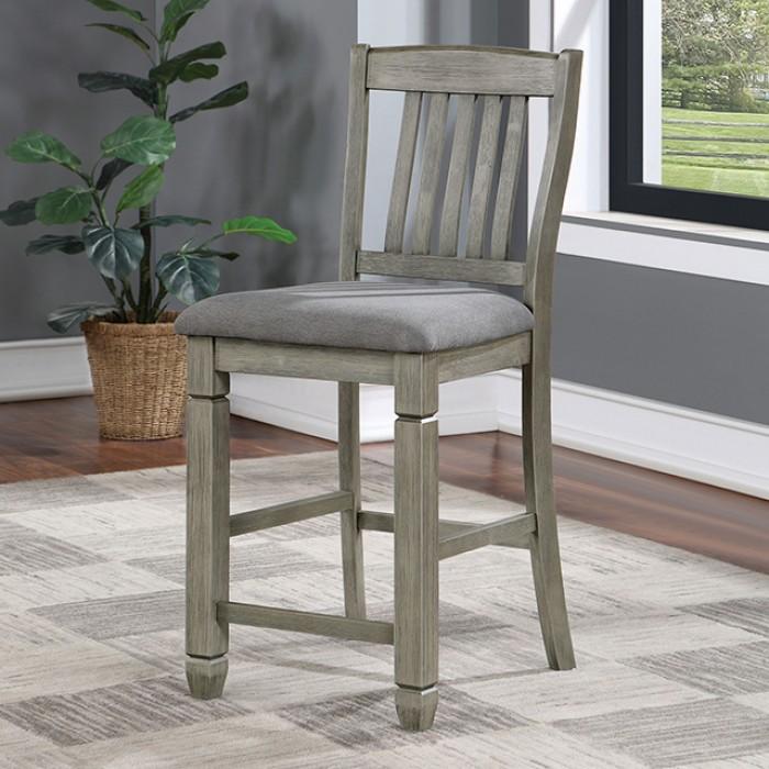 

    
Transitional Gray/Light Gray Solid Wood Counter Height Chairs Set 2PCS Furniture of America Anaya CM3512GY-PC-2PK
