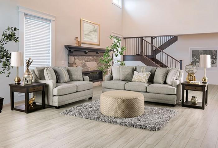 Transitional Sofa Loveseat and Ottoman Set SM8193-SF-3PC Stephney SM8193-SF-3PC in Gray 