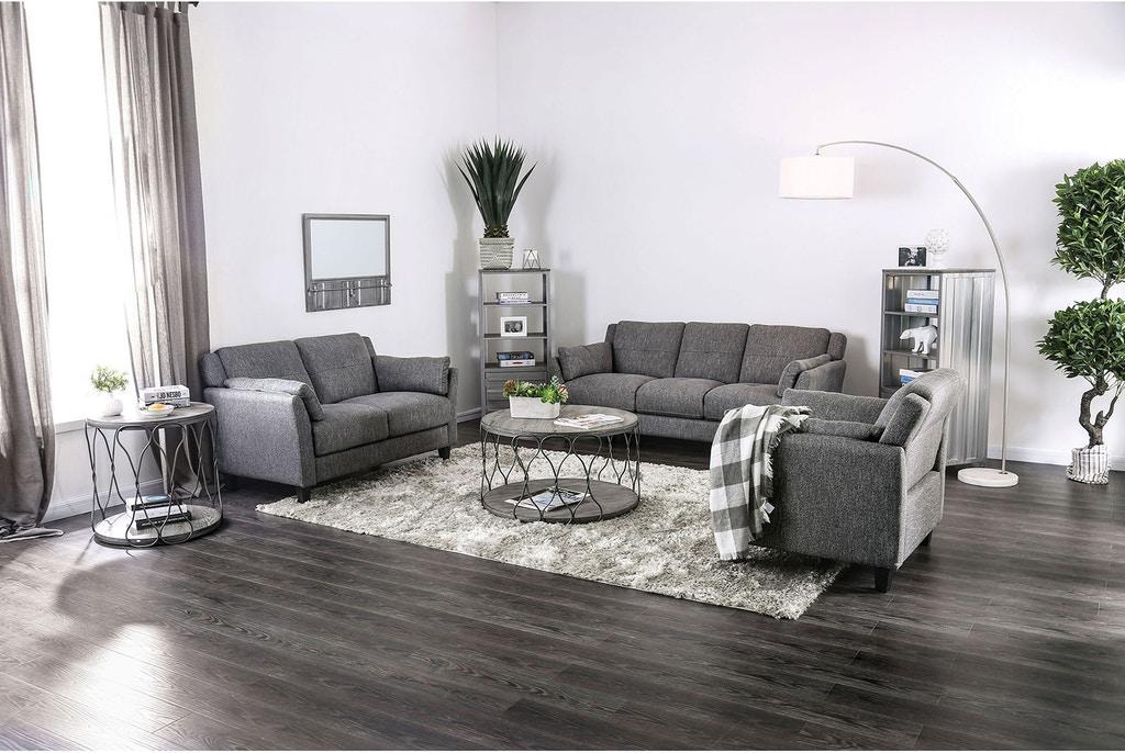 Transitional Sofa Loveseat and Chair Set CM6020-3PC Yazmin CM6020-3PC in Gray Fabric