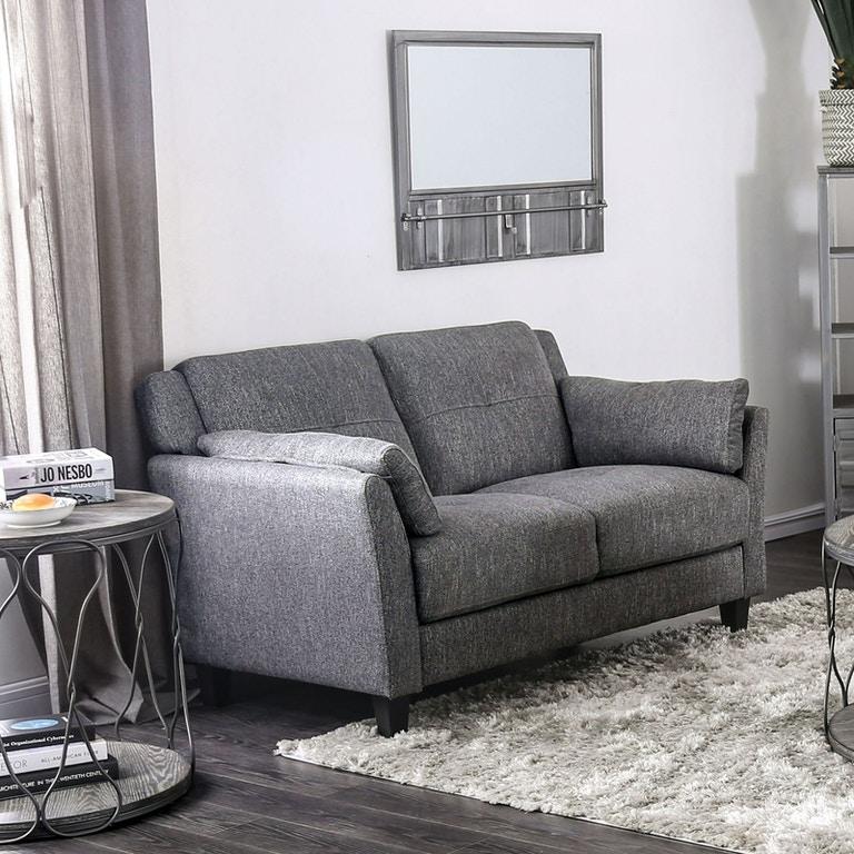 

    
Transitional Gray Linen-like Fabric Loveseat Furniture of America CM6020-LV Yazmin

