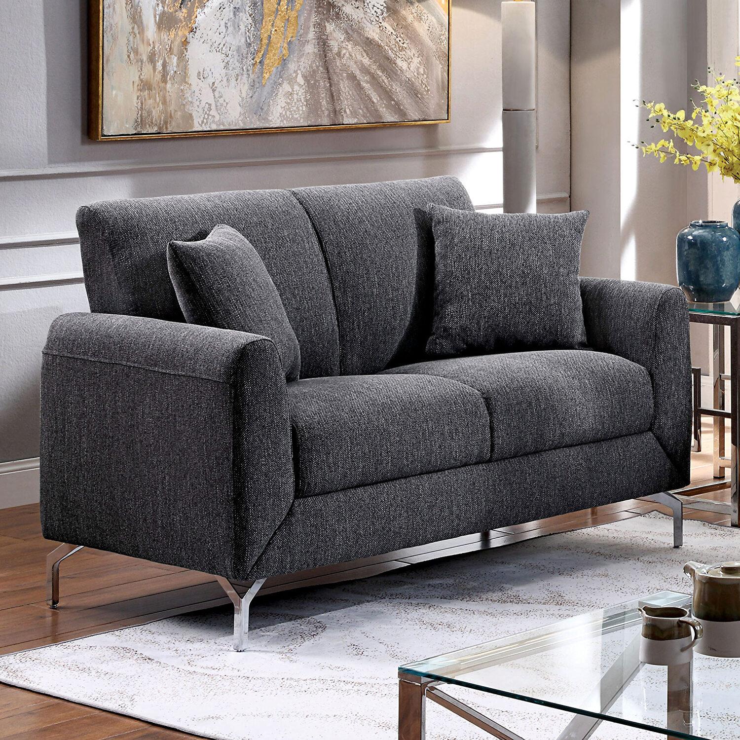 Transitional Loveseat CM6088GY-LV Lauritz CM6088GY-LV in Gray Fabric