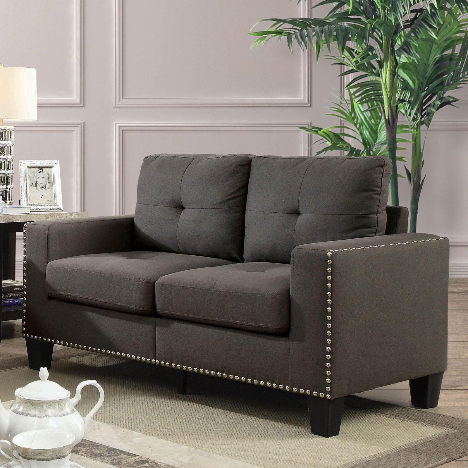 

    
Transitional Gray Linen-like Fabric Loveseat Furniture of America CM6594-LV Attwell
