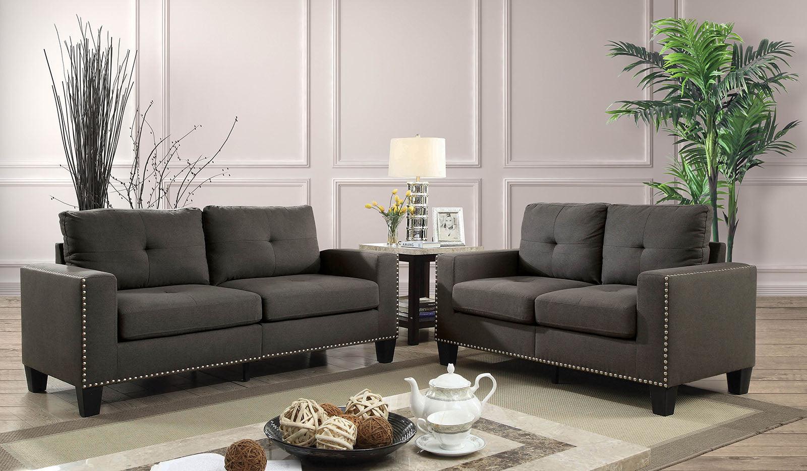 Transitional Sofa and Loveseat Set CM6594-2PC Attwell CM6594-2PC in Gray 