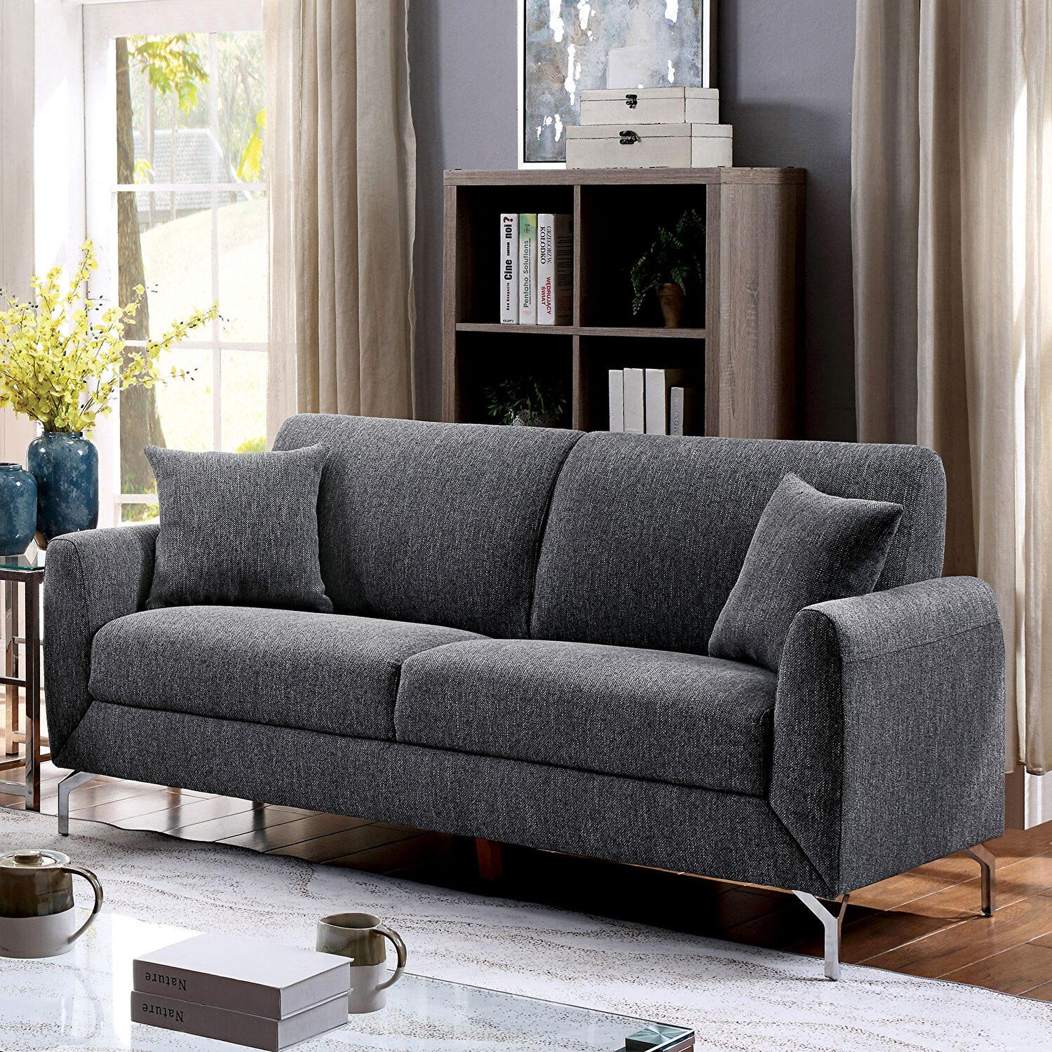 Transitional Sofa CM6088GY-SF Lauritz CM6088GY-SF in Gray Fabric