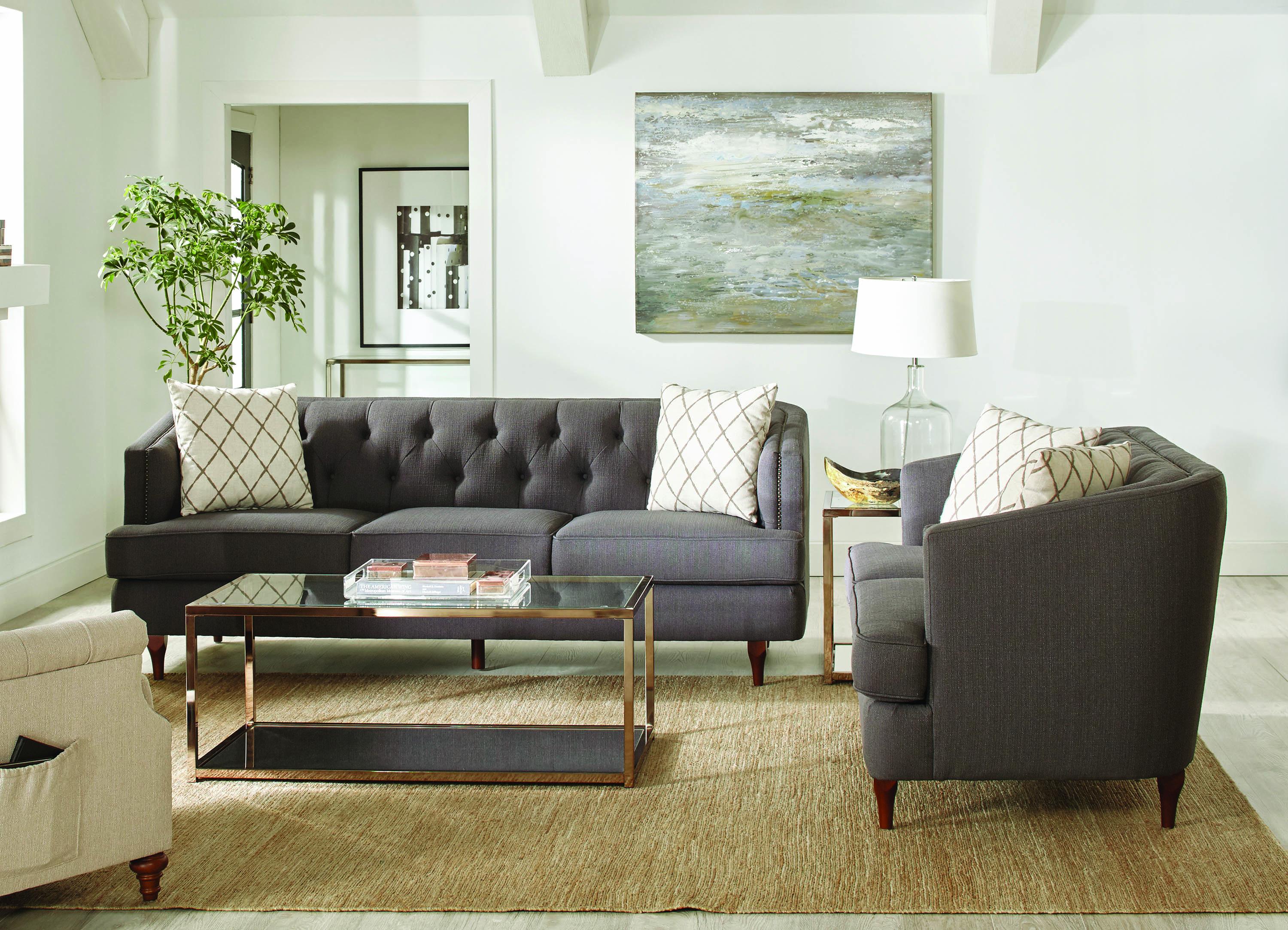 

    
Transitional Gray Linen-like Upholstery Living Room Set 2pcs Coaster 508951-S2 Shelby
