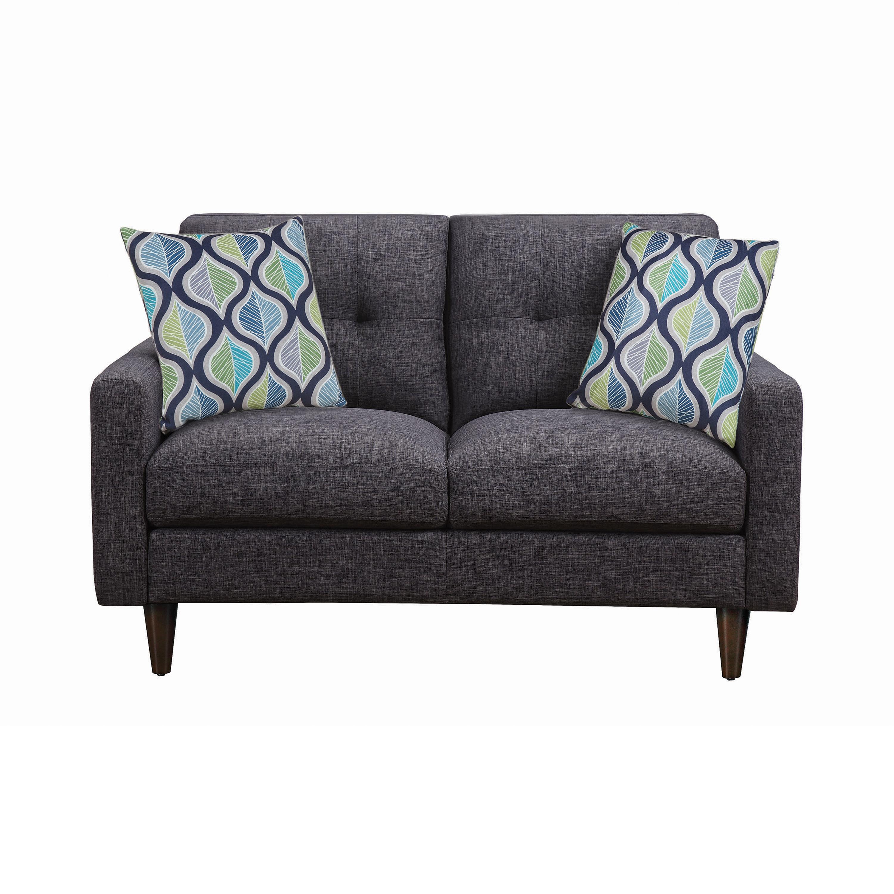 

    
Transitional Gray Linen-like Upholstery Loveseat Coaster 552002 Watsonville

