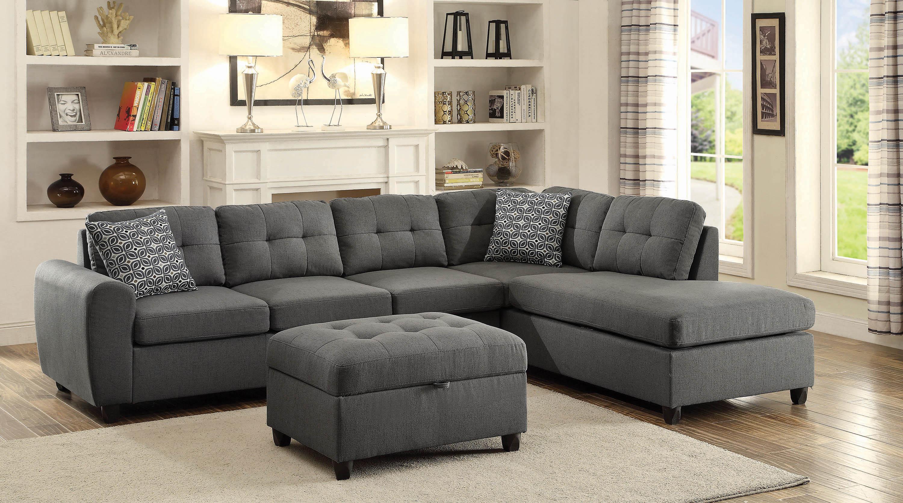 

    
Transitional Gray Linen-like Upholstery Sectional Coaster 500413 Stonenesse
