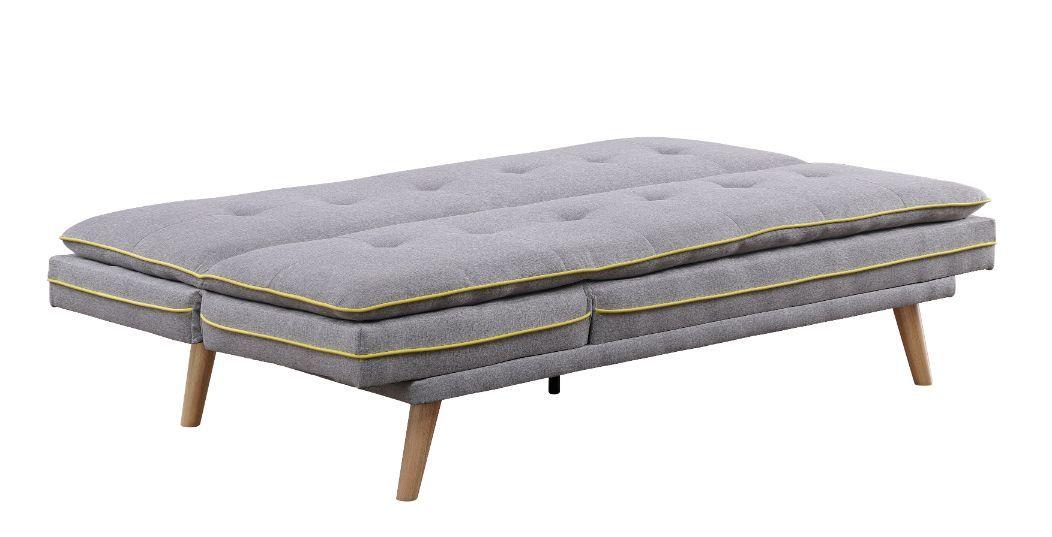 

    
Transitional Gray Linen & Oak Finish Futon Sofa by Acme Savilla 57164
