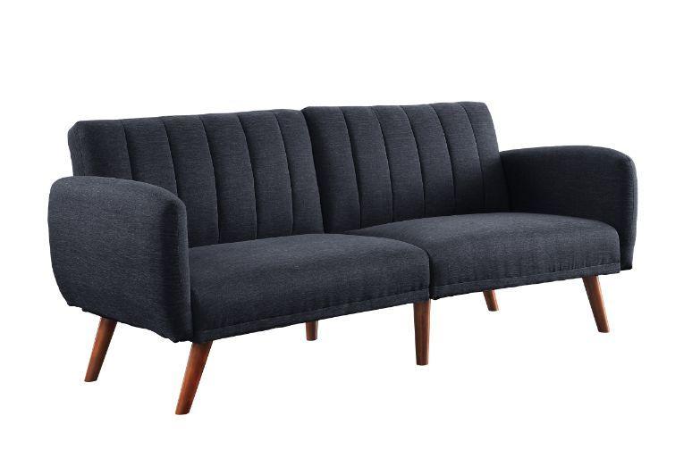 Modern Futon sofa Bernstein 57192 in Dark Gray Linen