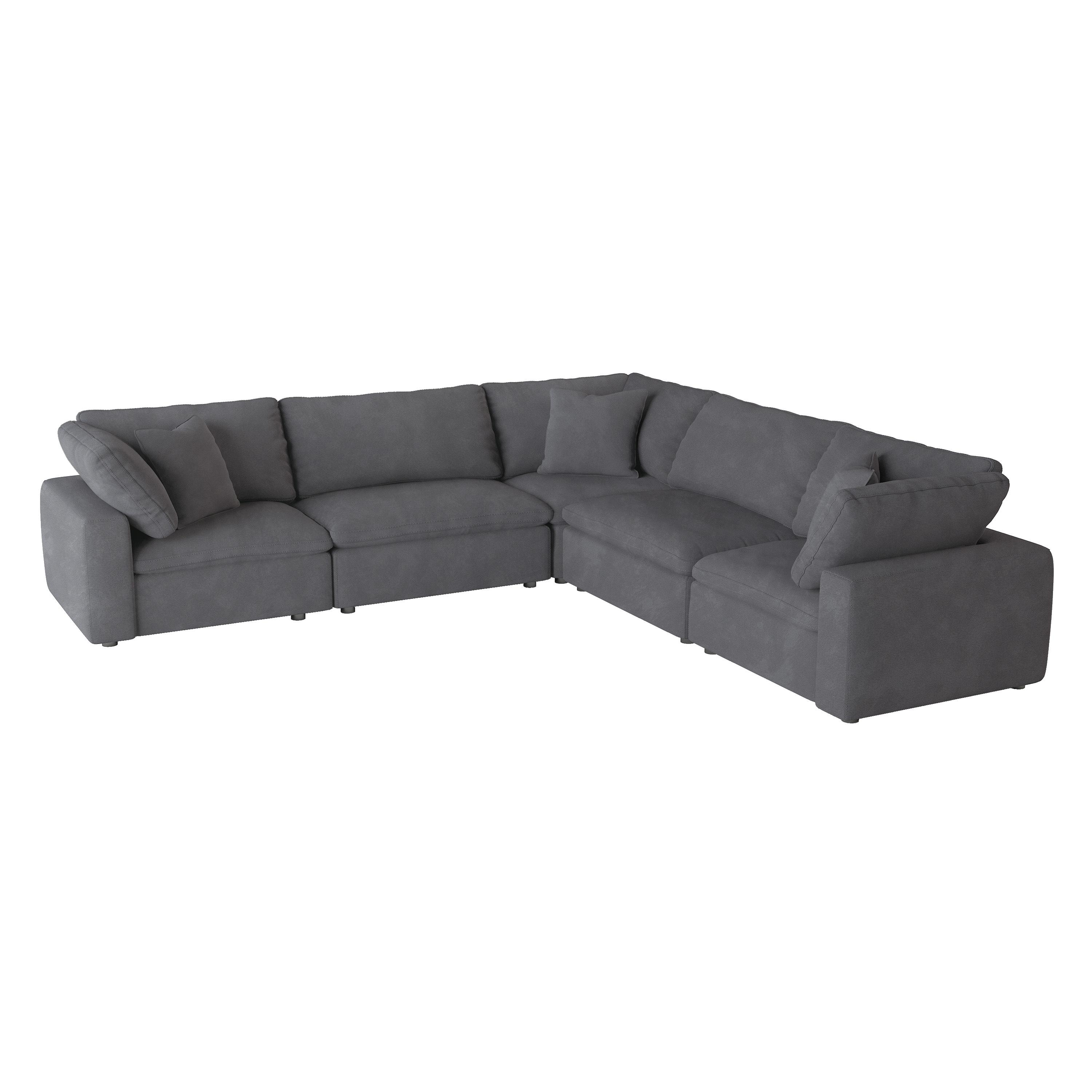 

    
Transitional Gray Microfiber 5-Piece Sectional Homelegance 9546GY*5SC Guthrie
