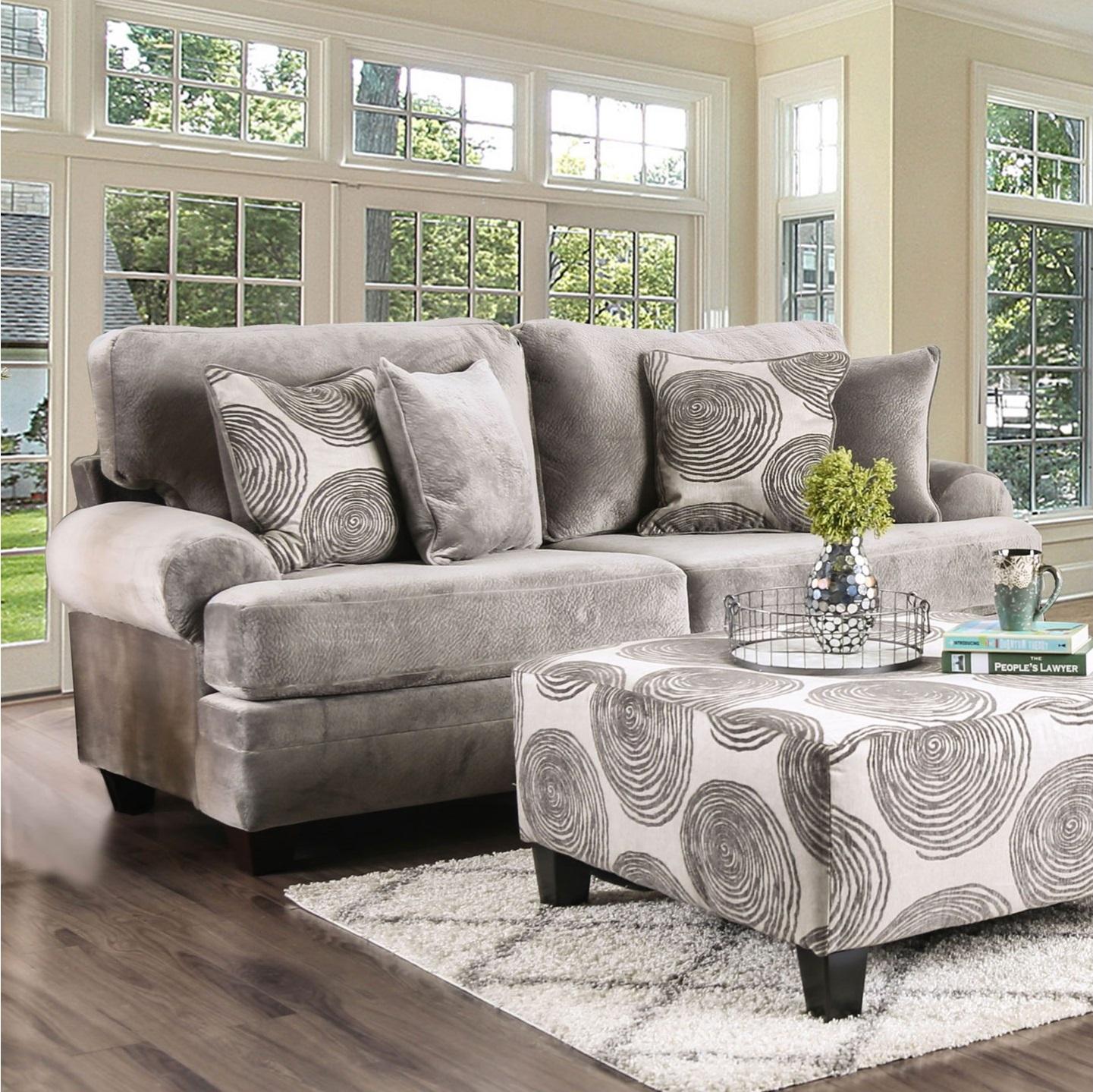 

    
Transitional Gray Microfiber Living Room Set 3pcs Furniture of America Bonaventura
