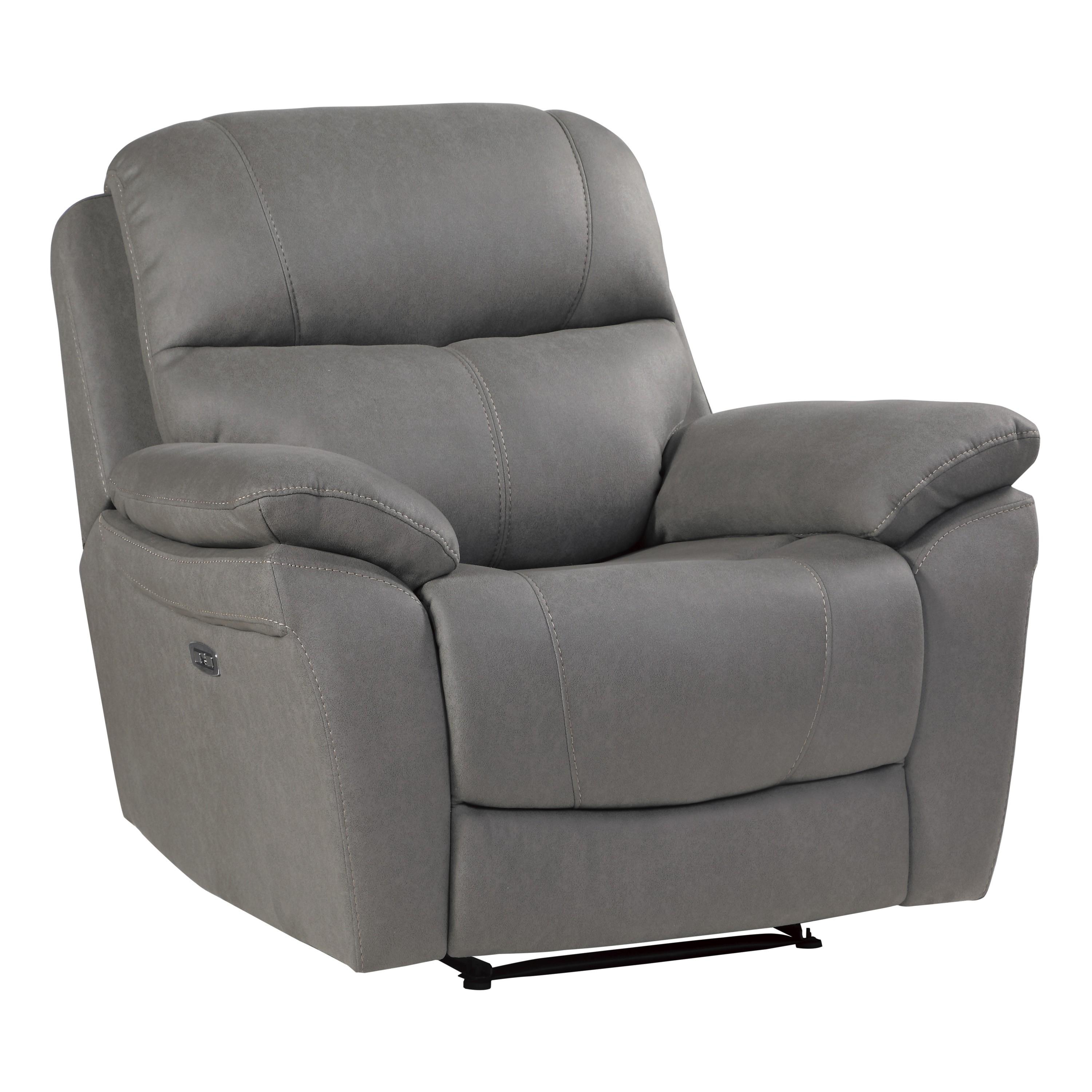 Transitional Power Reclining Chair 9580GY-1PWH Longvale 9580GY-1PWH in Gray Microfiber