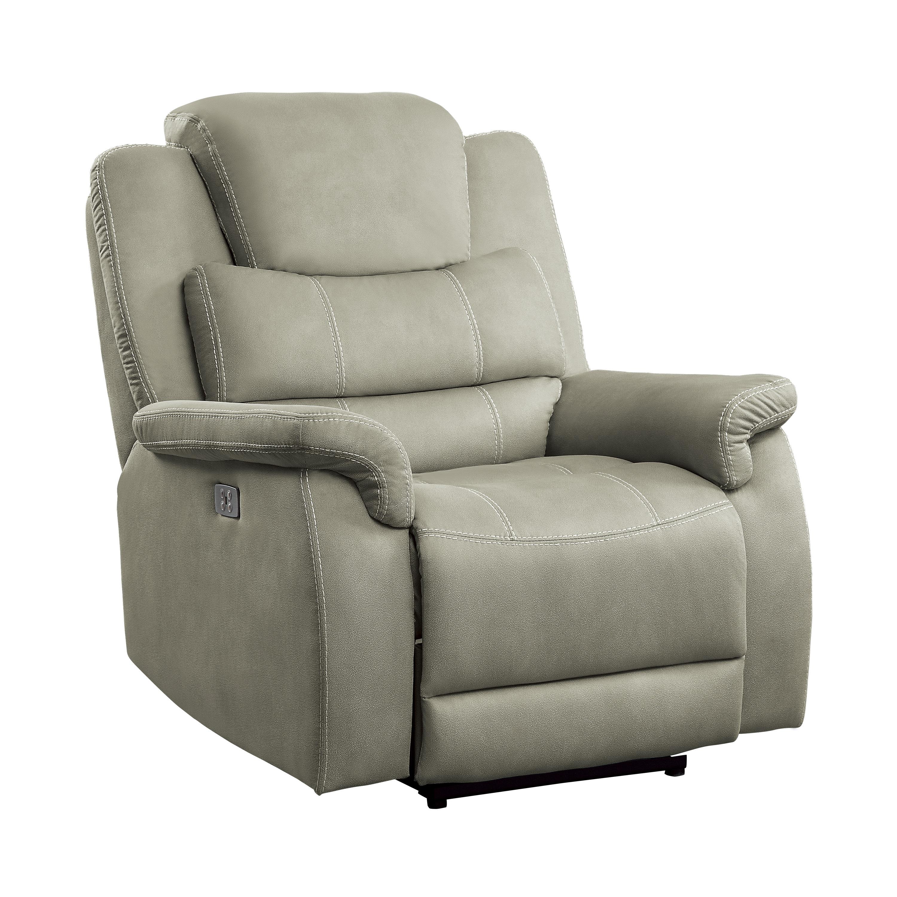 

    
Transitional Gray Microfiber Power Reclining Chair Homelegance 9848GY-1PWH Shola
