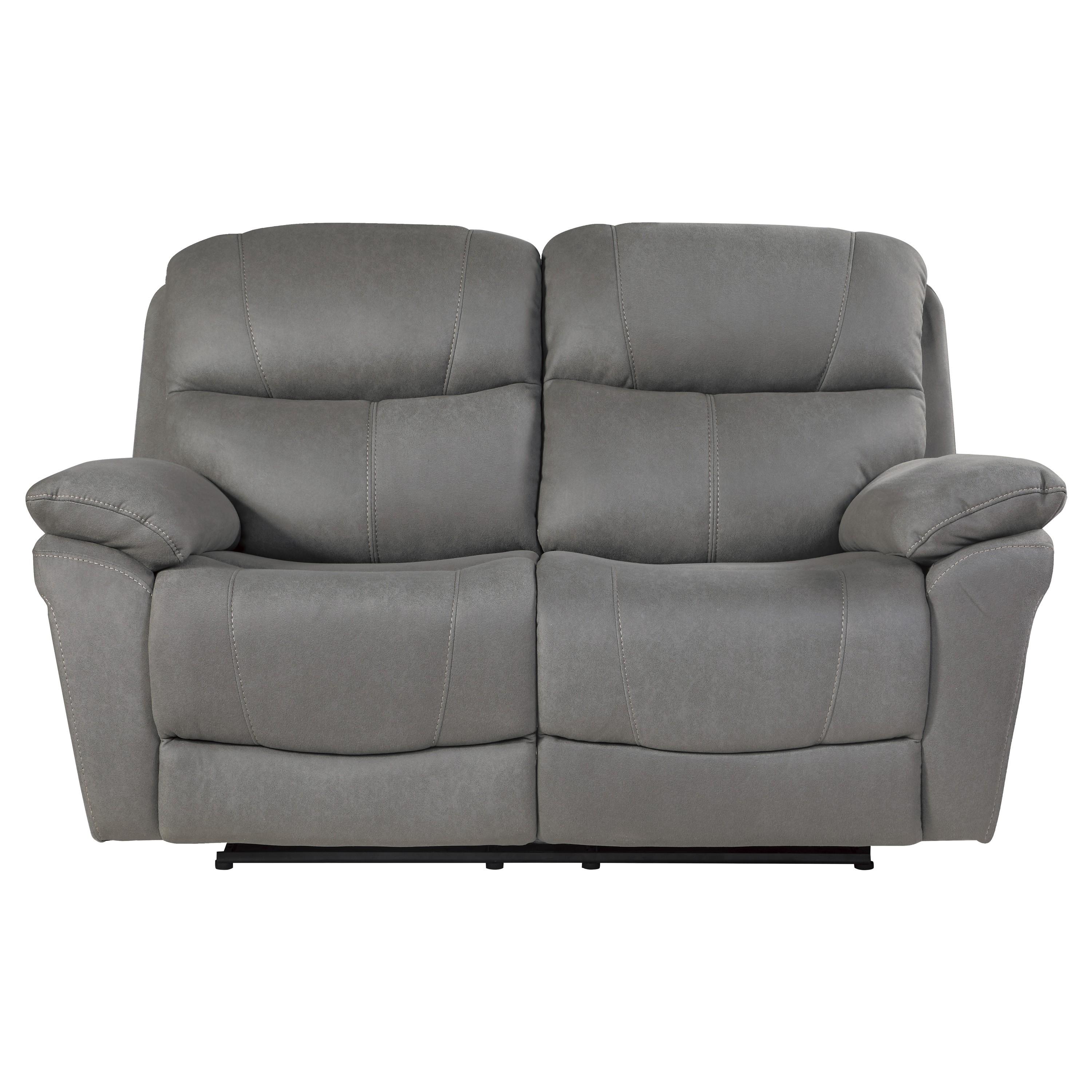 

    
Transitional Gray Microfiber Power Reclining Loveseat Homelegance 9580GY-2PWH Longvale
