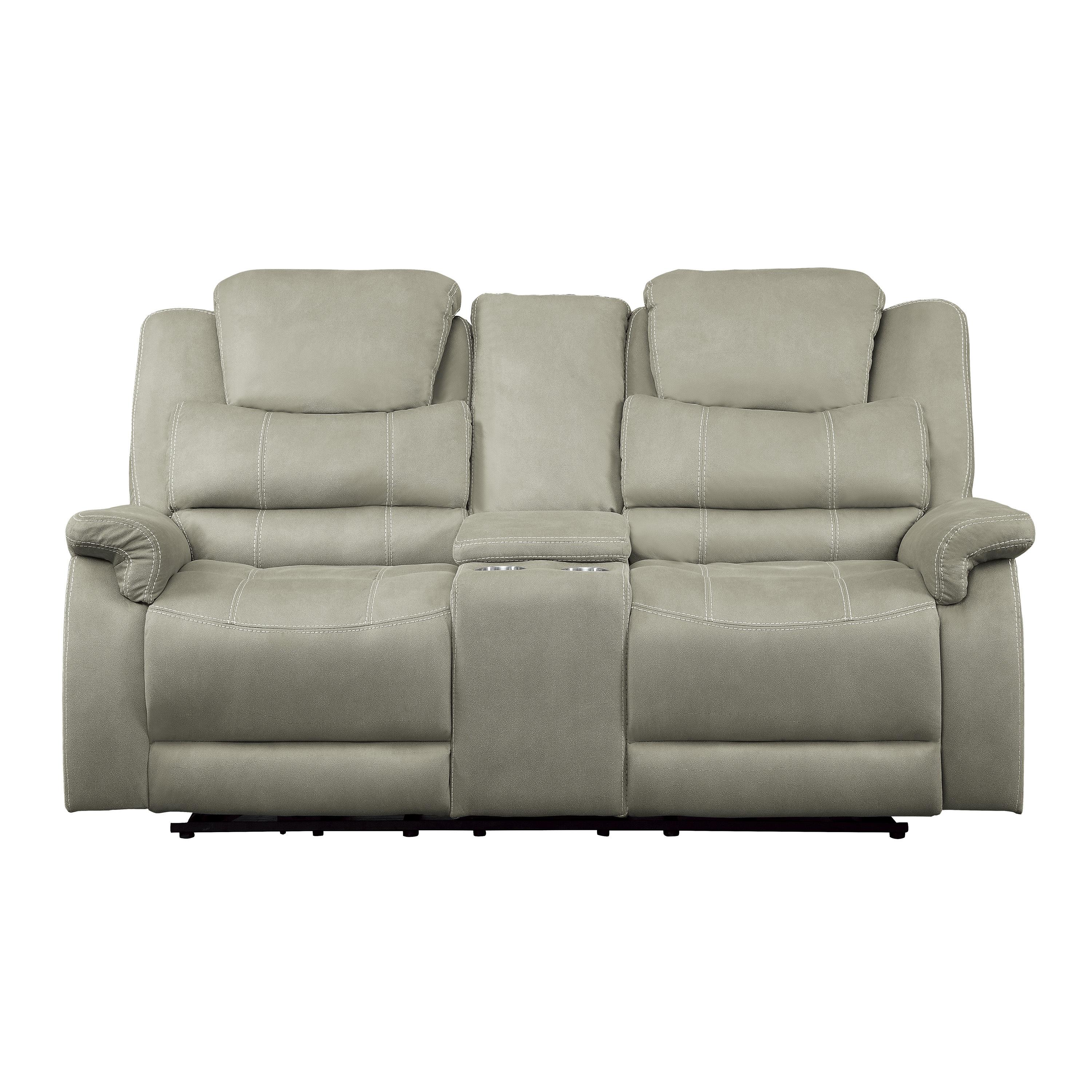 

    
Transitional Gray Microfiber Power Reclining Loveseat Homelegance 9848GY-2PWH Shola
