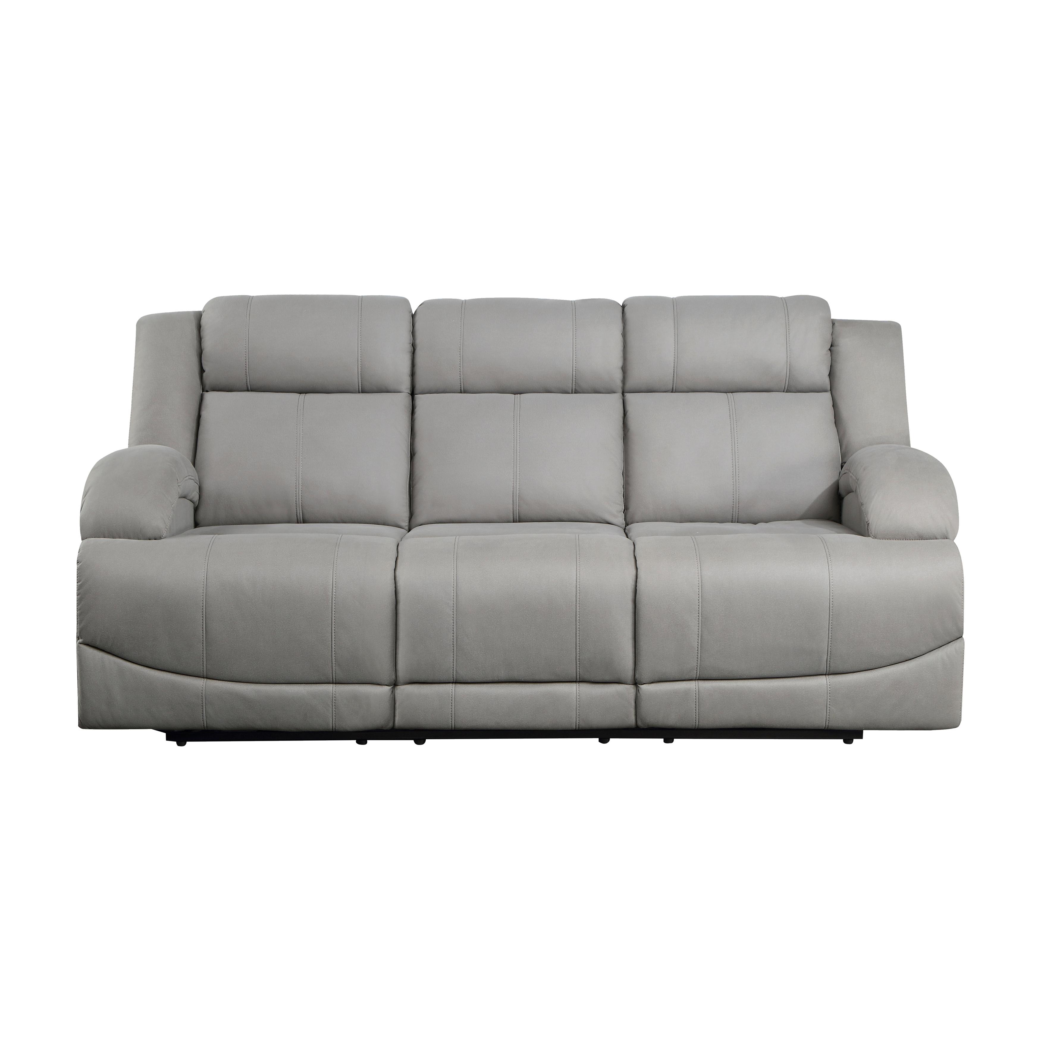 

    
Transitional Gray Microfiber Power Reclining Sofa Homelegance 9207GRY-3PW Camryn
