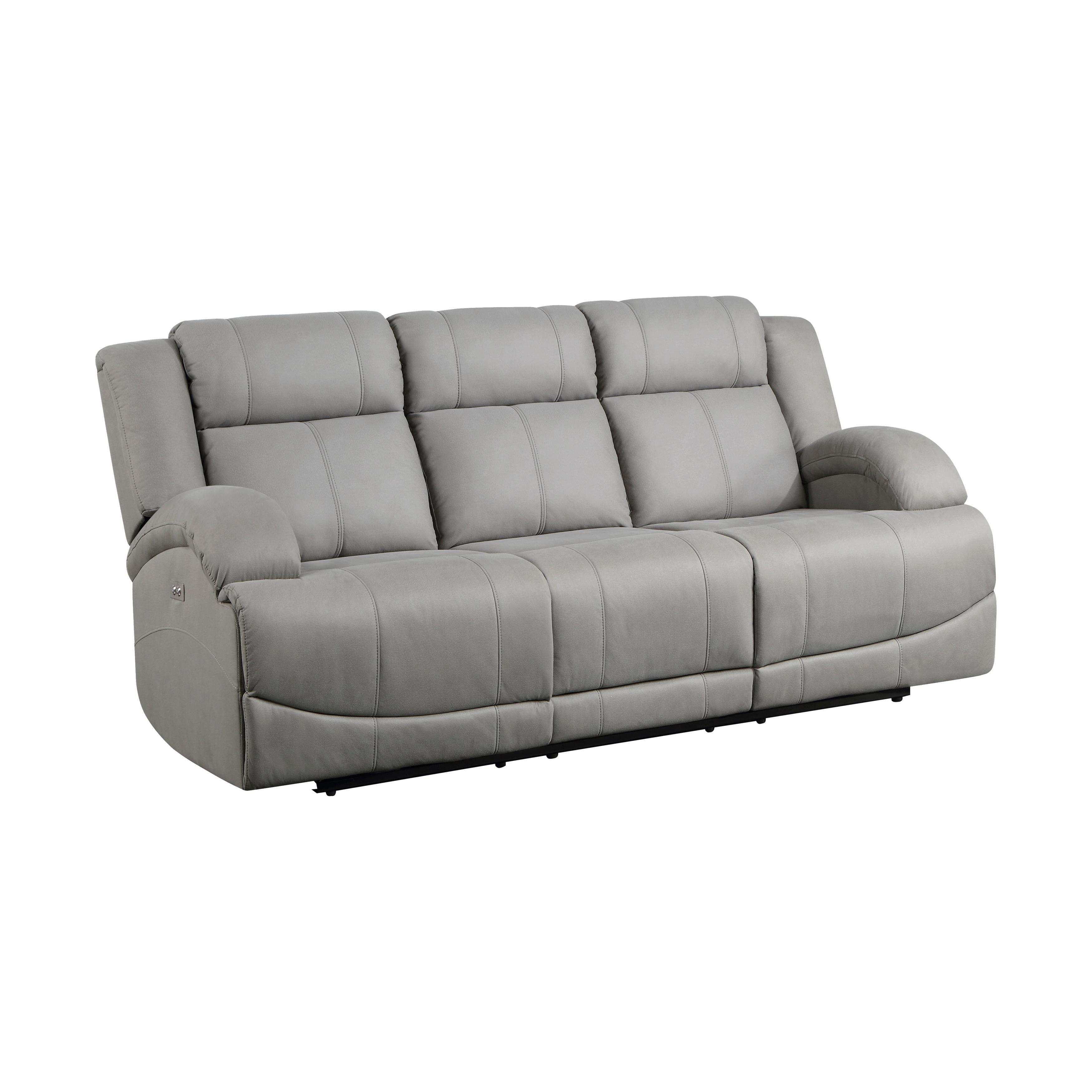 

    
Transitional Gray Microfiber Power Reclining Sofa Homelegance 9207GRY-3PW Camryn
