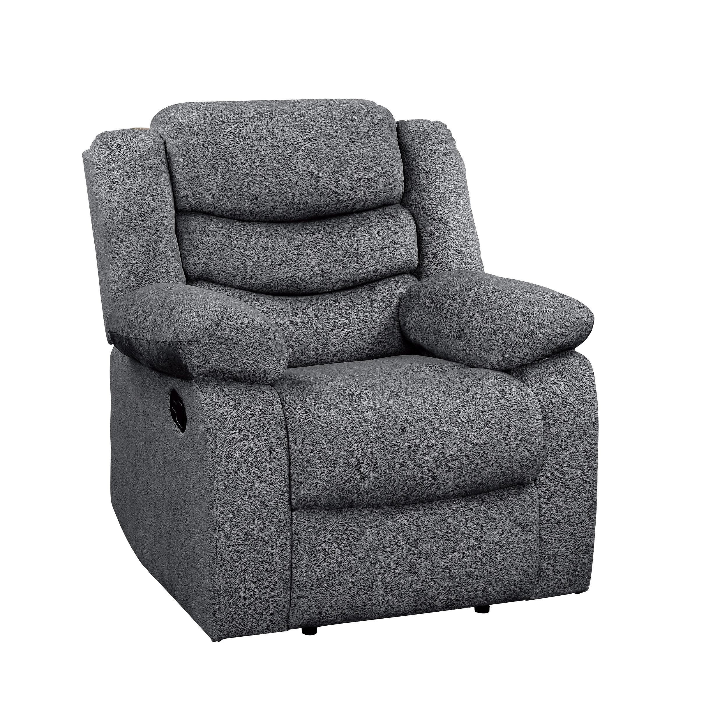 

    
Transitional Gray Microfiber Reclining Chair Homelegance 9526GY-1 Discus
