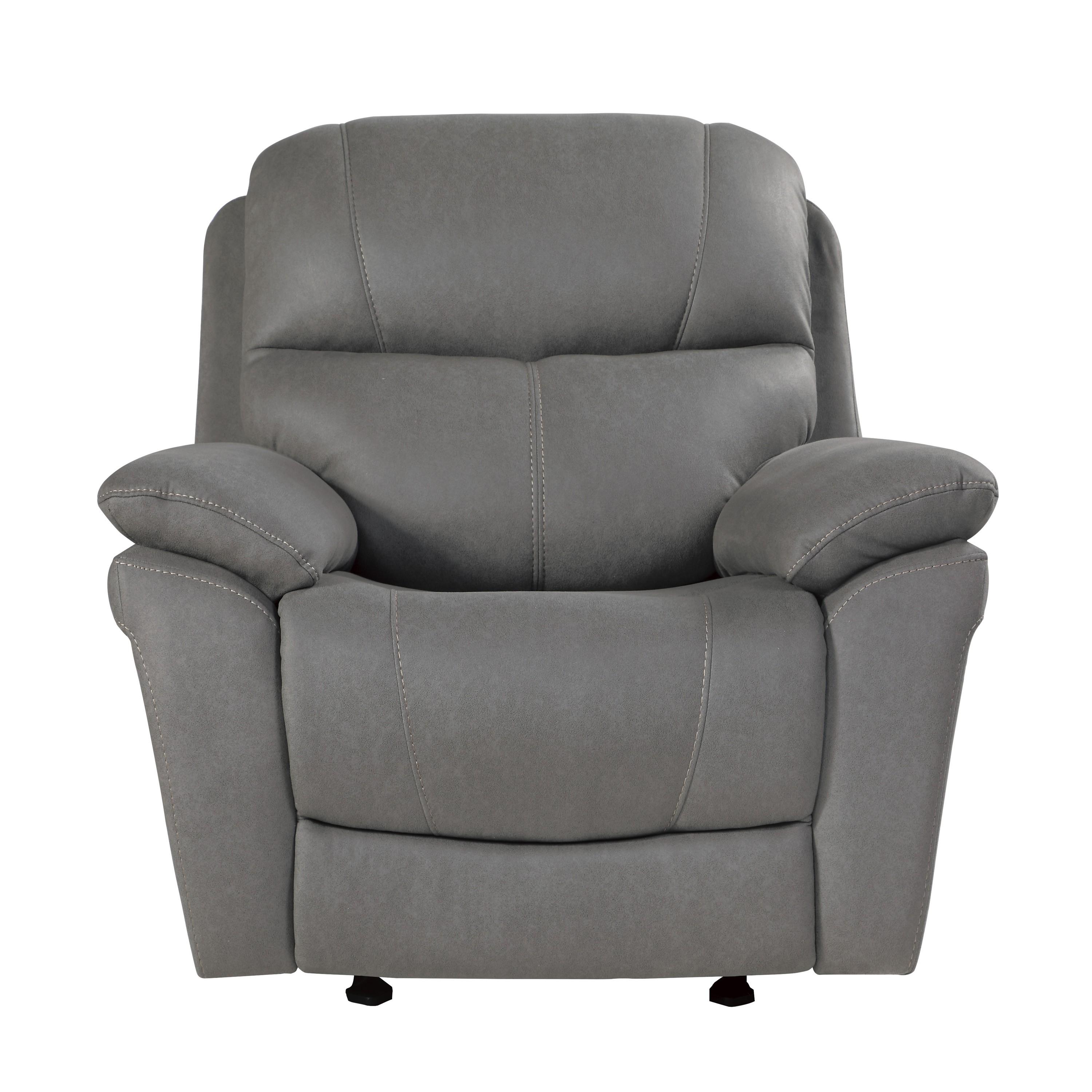 Transitional Reclining Chair 9580GY-1 Longvale 9580GY-1 in Gray Microfiber