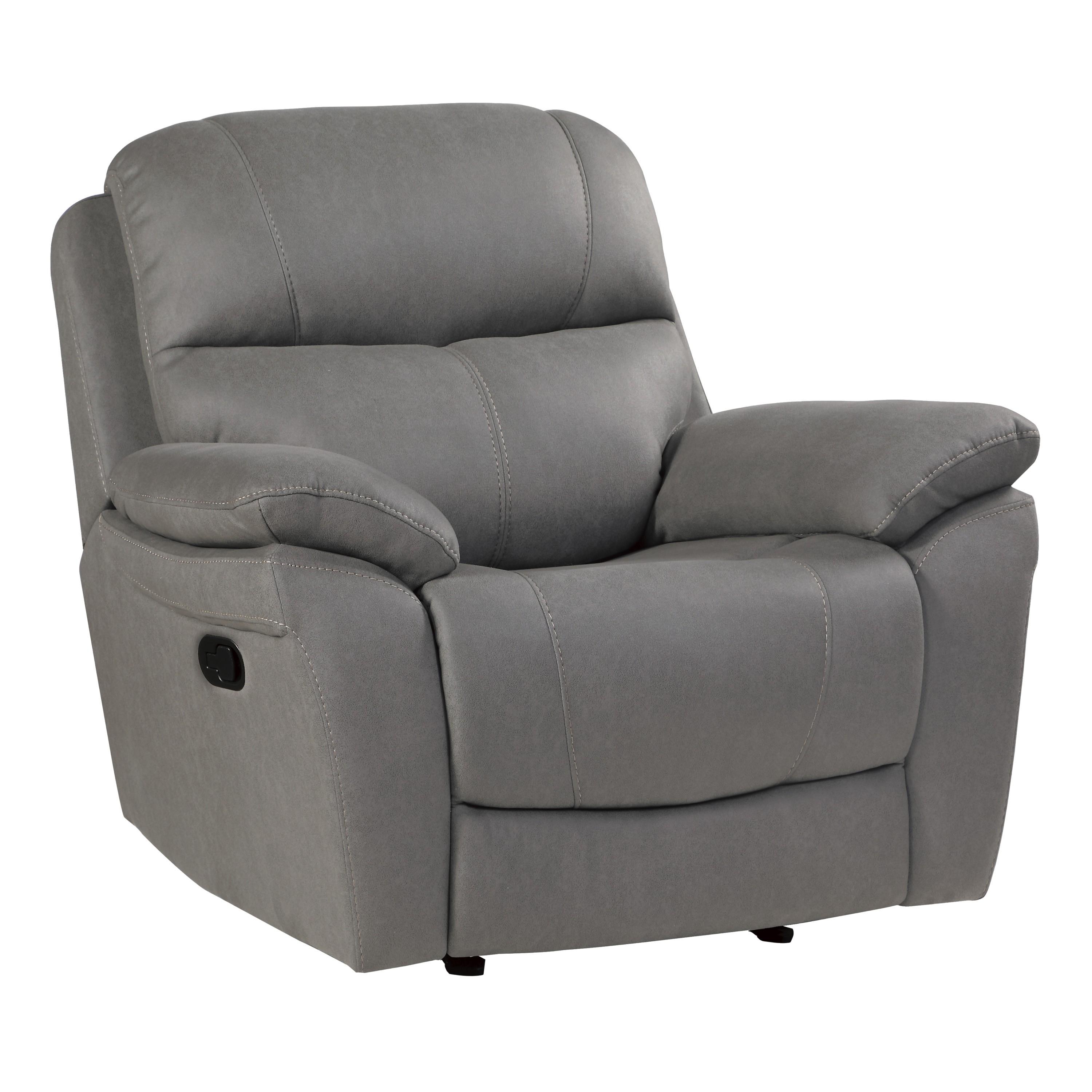 

    
Transitional Gray Microfiber Reclining Chair Homelegance 9580GY-1 Longvale
