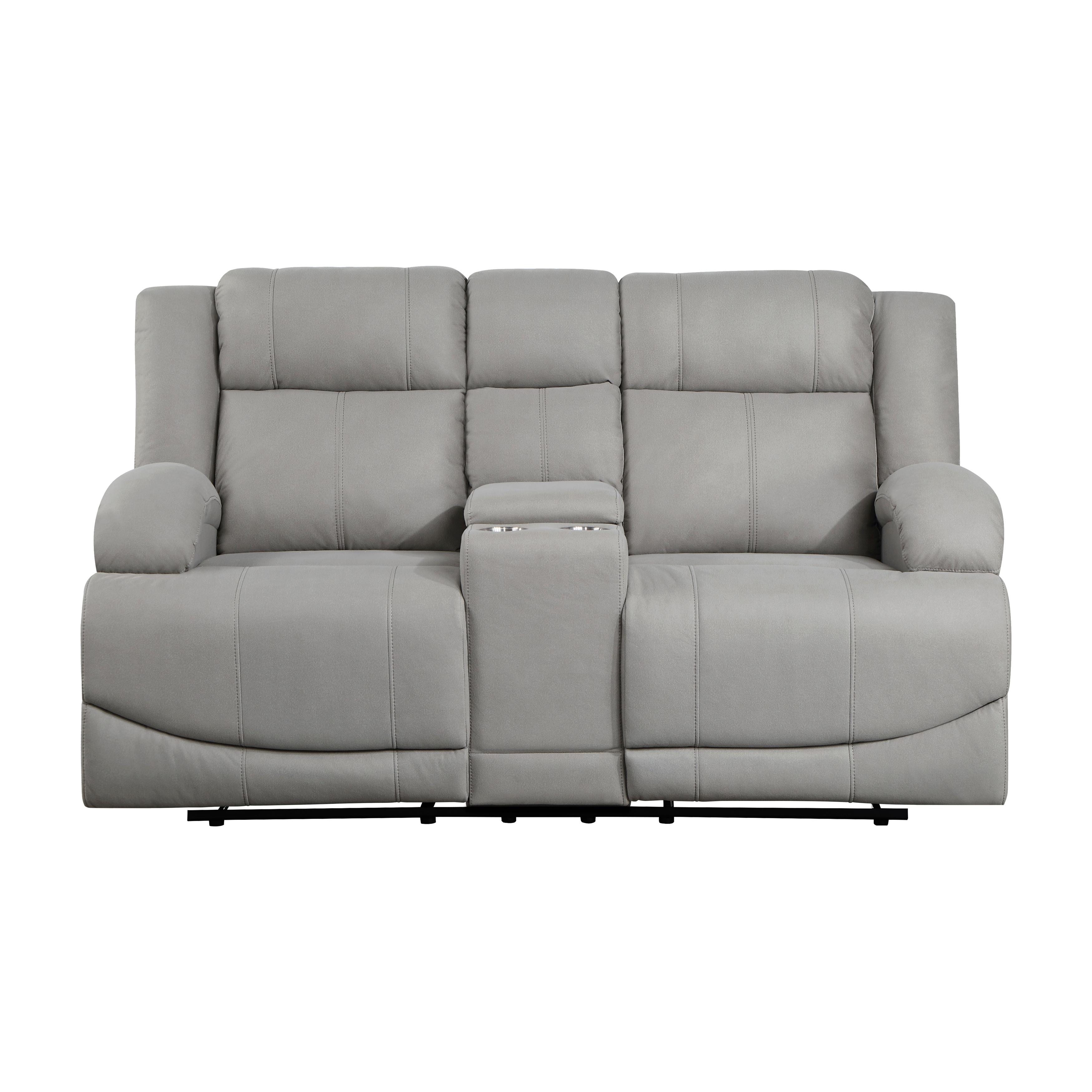Transitional Reclining Loveseat 9207GRY-2 Camryn 9207GRY-2 in Gray Microfiber