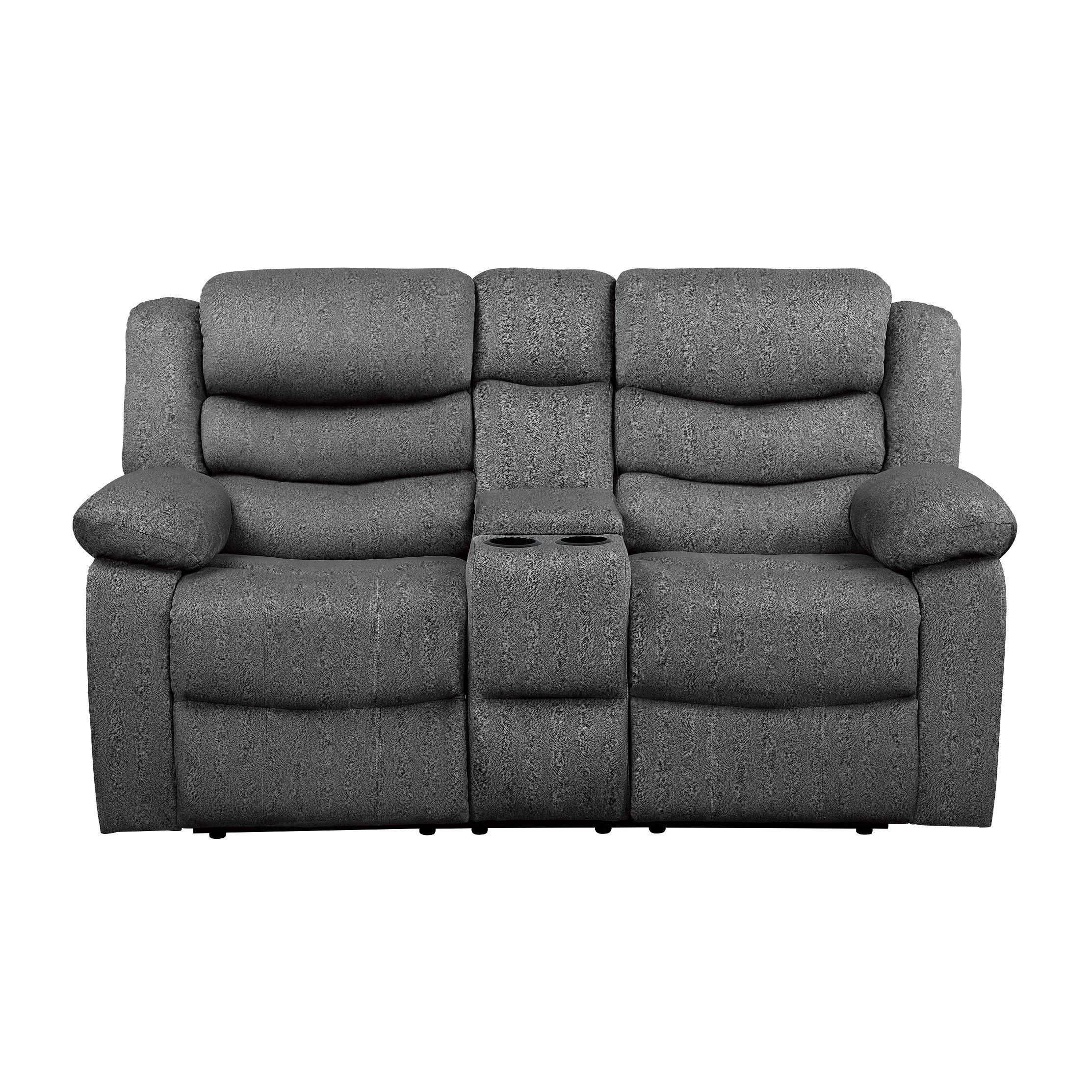 Transitional Reclining Loveseat 9526GY-2 Discus 9526GY-2 in Gray Microfiber