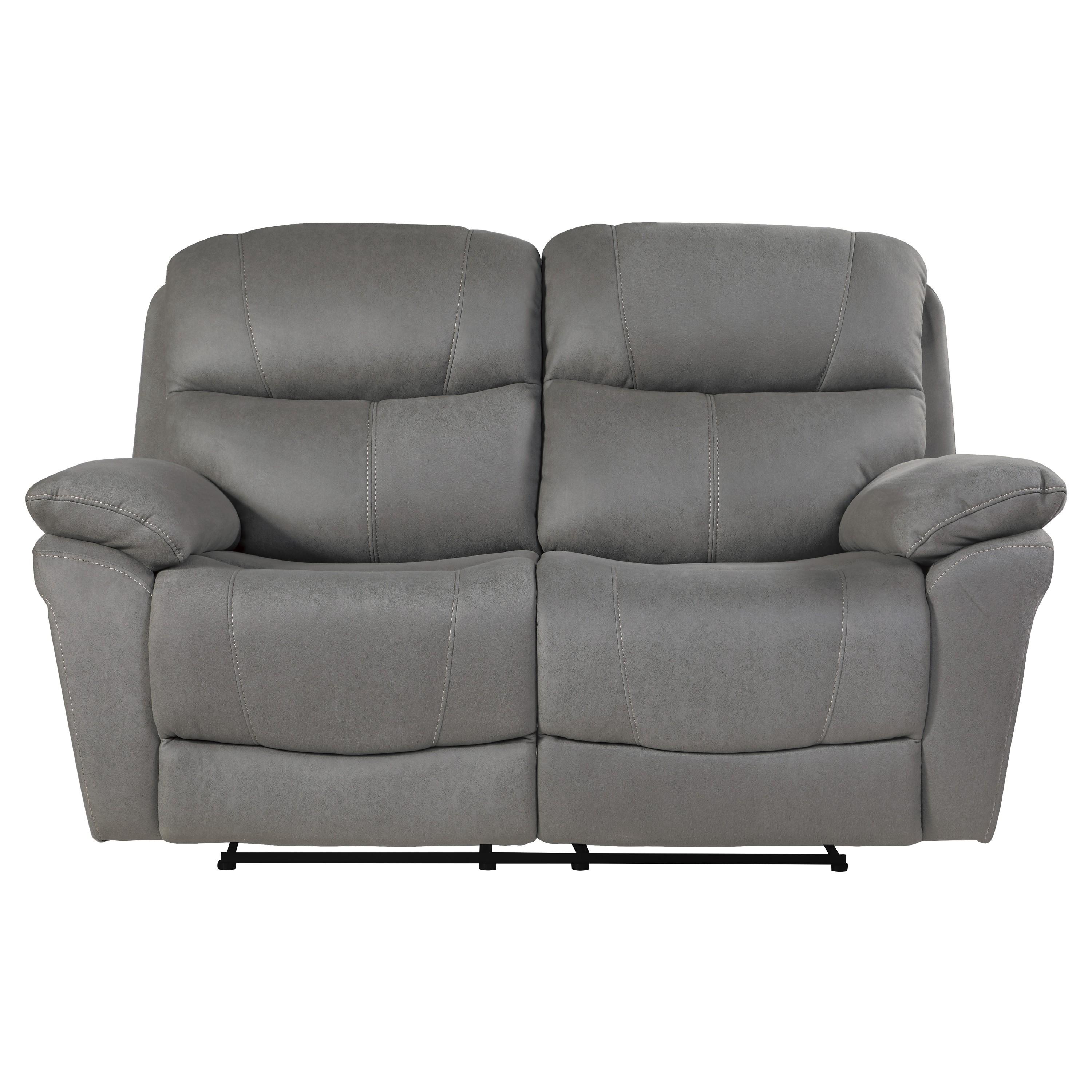 Transitional Reclining Loveseat 9580GY-2 Longvale 9580GY-2 in Gray Microfiber