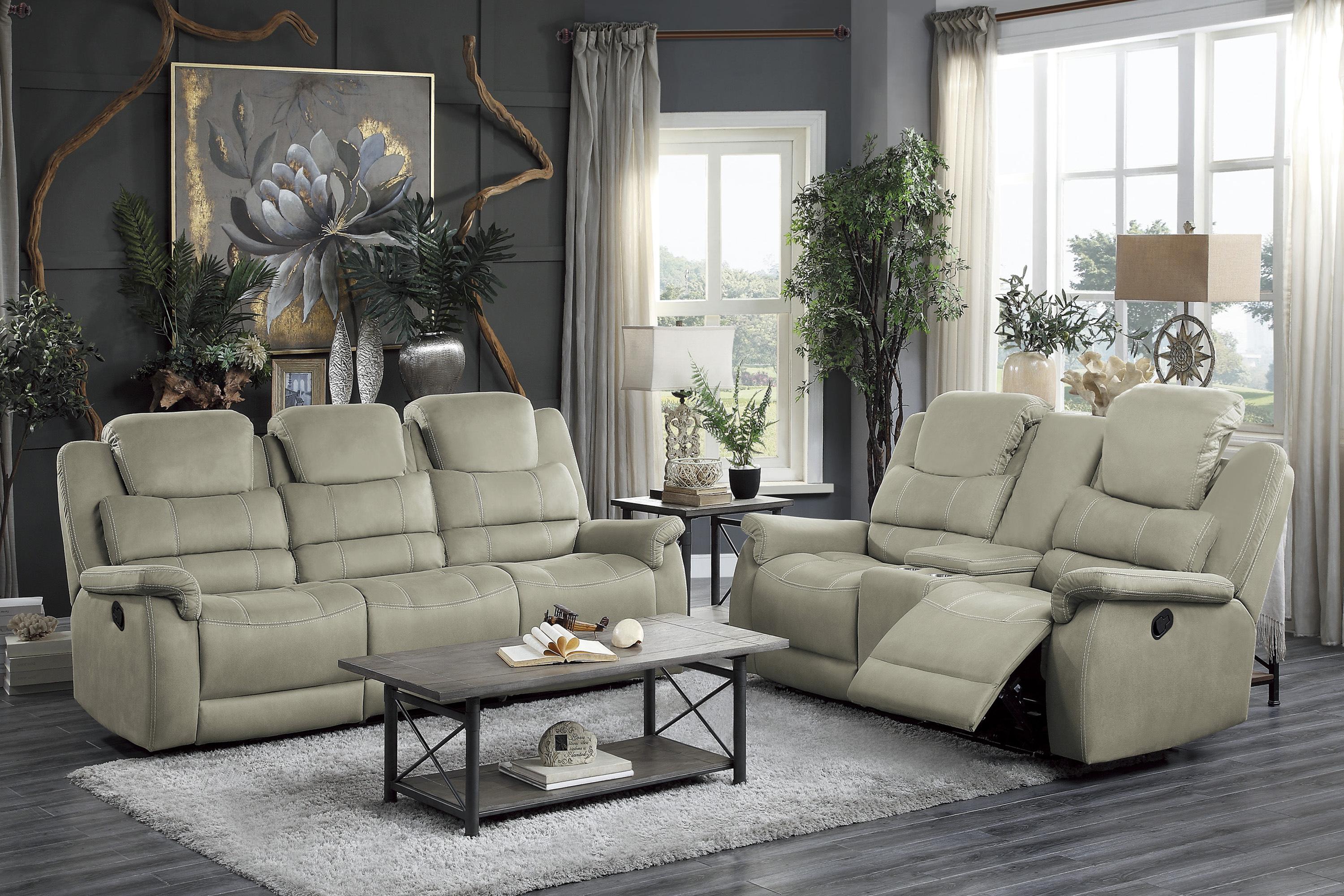 Transitional Reclining Set 9848GY-2PC Shola 9848GY-2PC in Gray Microfiber