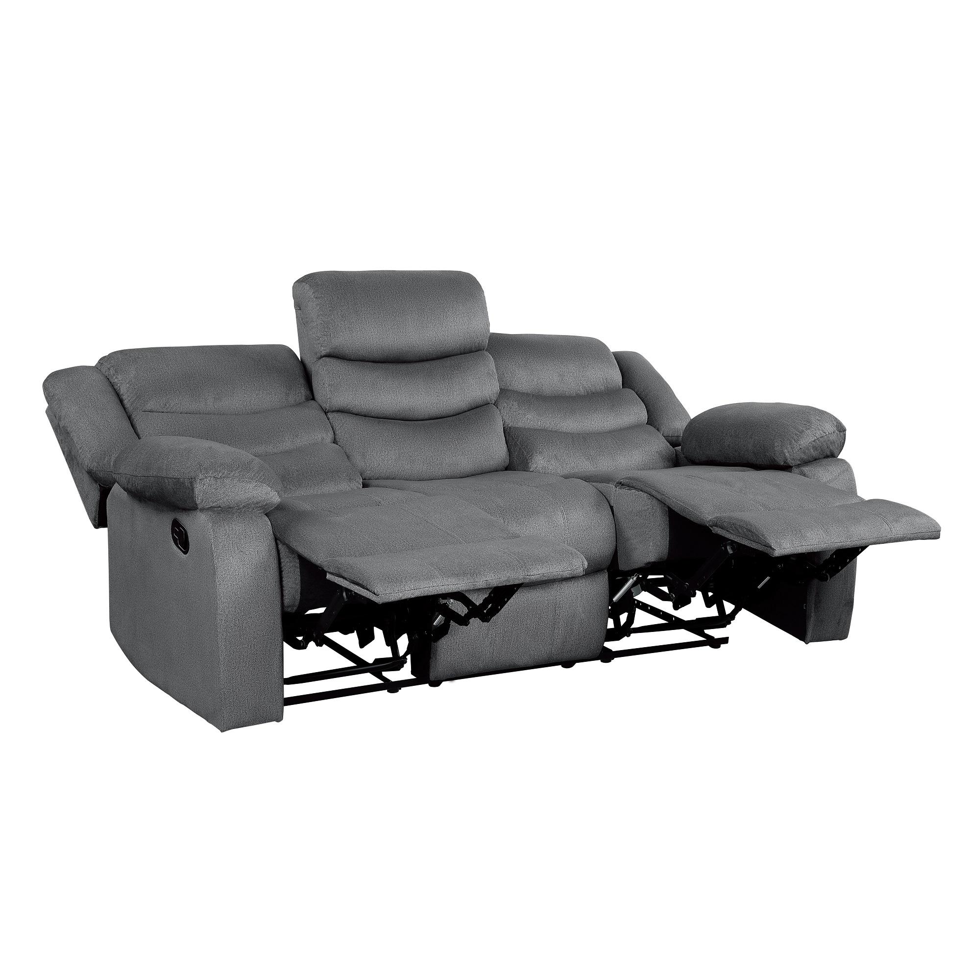 

    
Homelegance 9526GY-3 Discus Reclining Sofa Gray 9526GY-3
