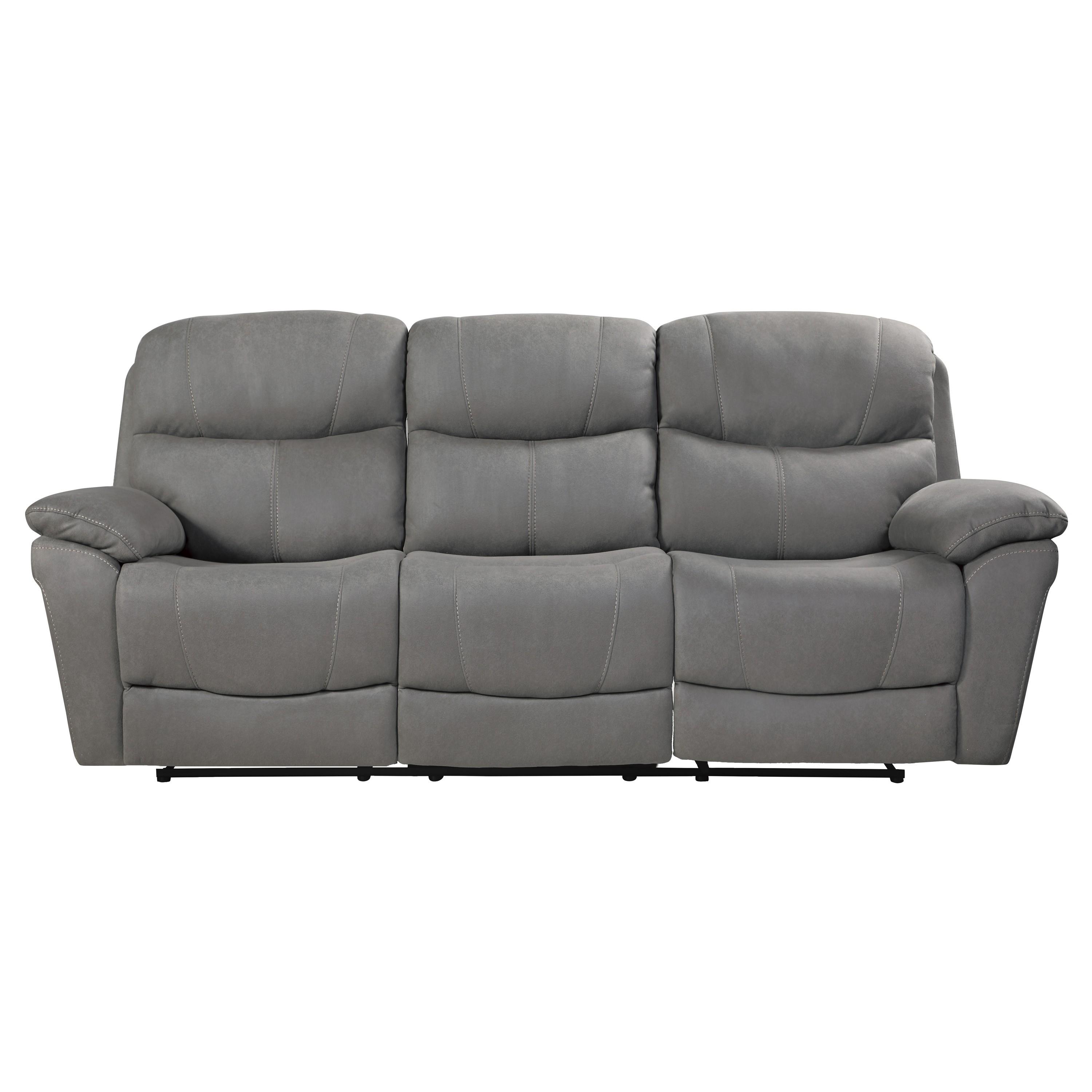 Transitional Reclining Sofa 9580GY-3 Longvale 9580GY-3 in Gray Microfiber