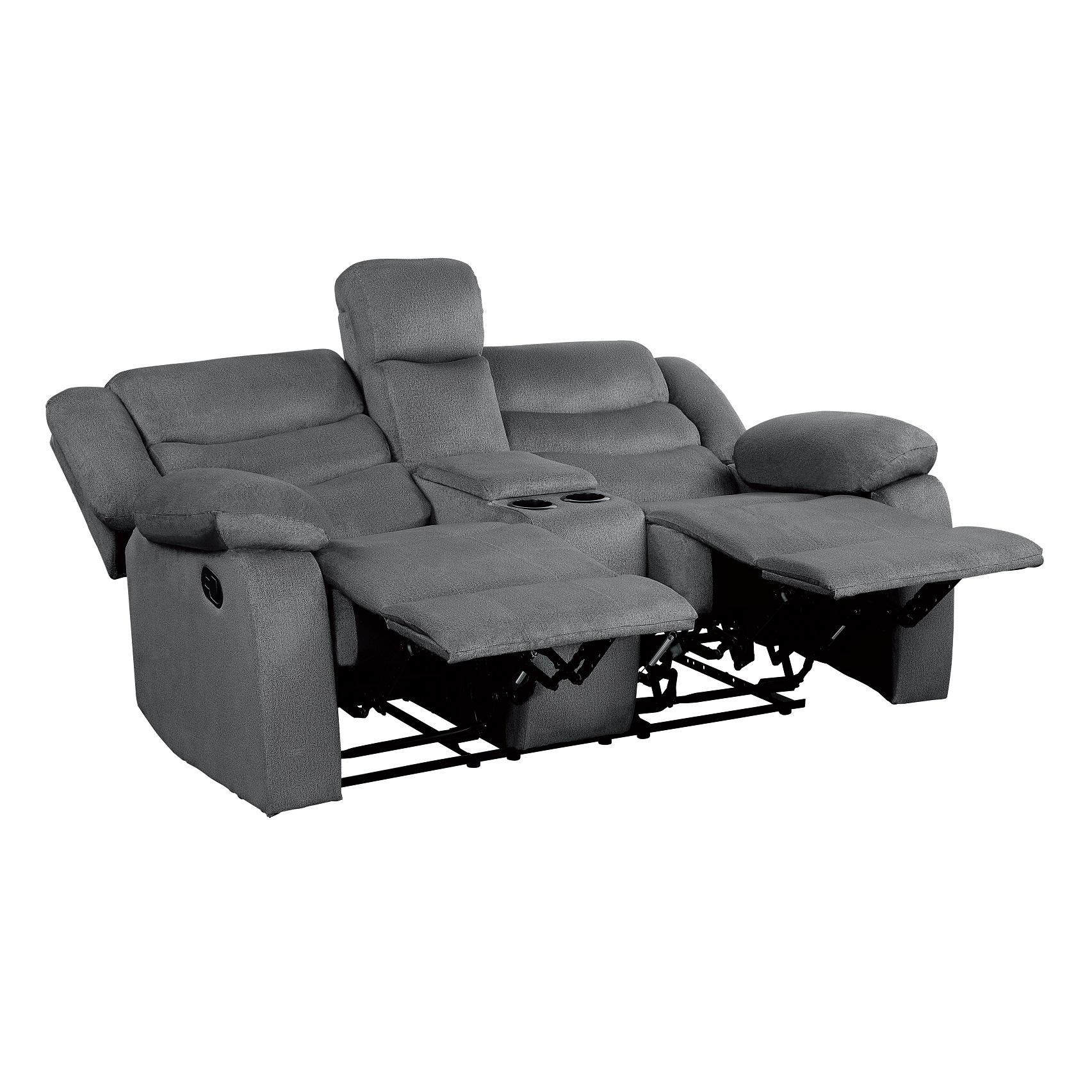 

    
9526GY-2PC Transitional Gray Microfiber Reclining Sofa Set 2pcs Homelegance 9526GY Discus
