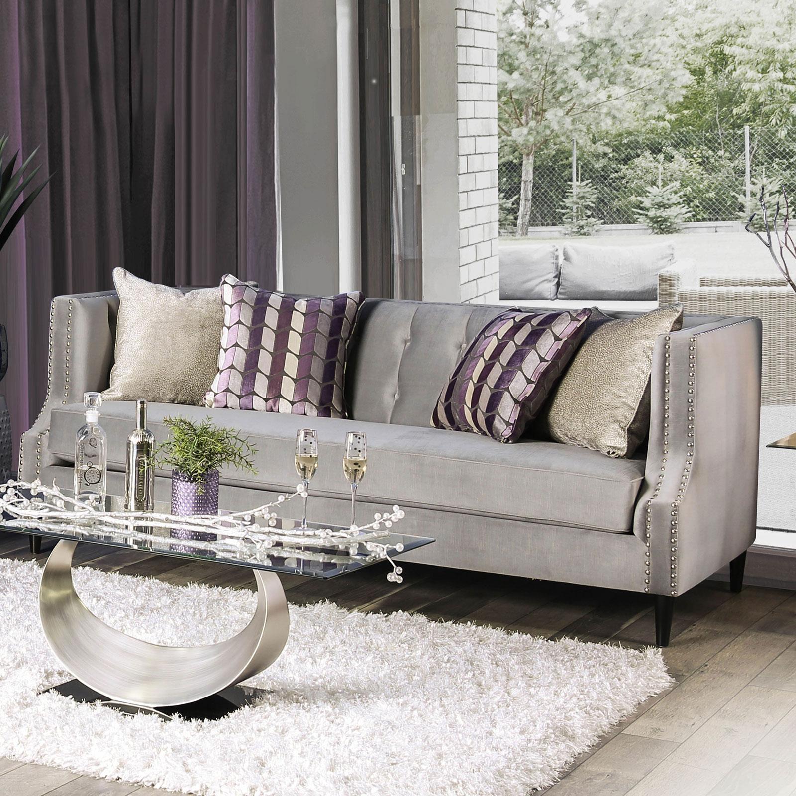 

        
Furniture of America Tegan Sofa and Loveseat Set Gray Microfiber 00841403195944
