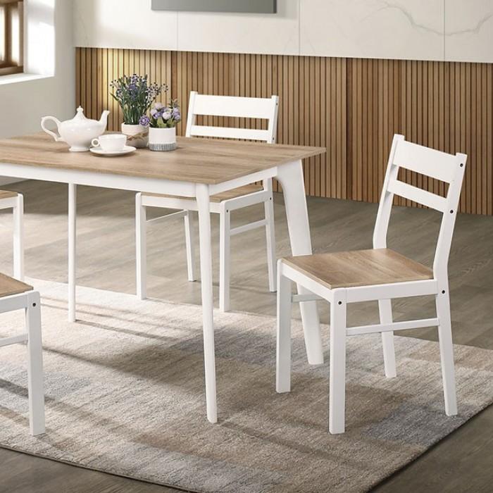 

    
Transitional Natural & White Solid Wood Dining Table Set 5pcs Furniture of America CM3714NT-T-5PK Debbie

